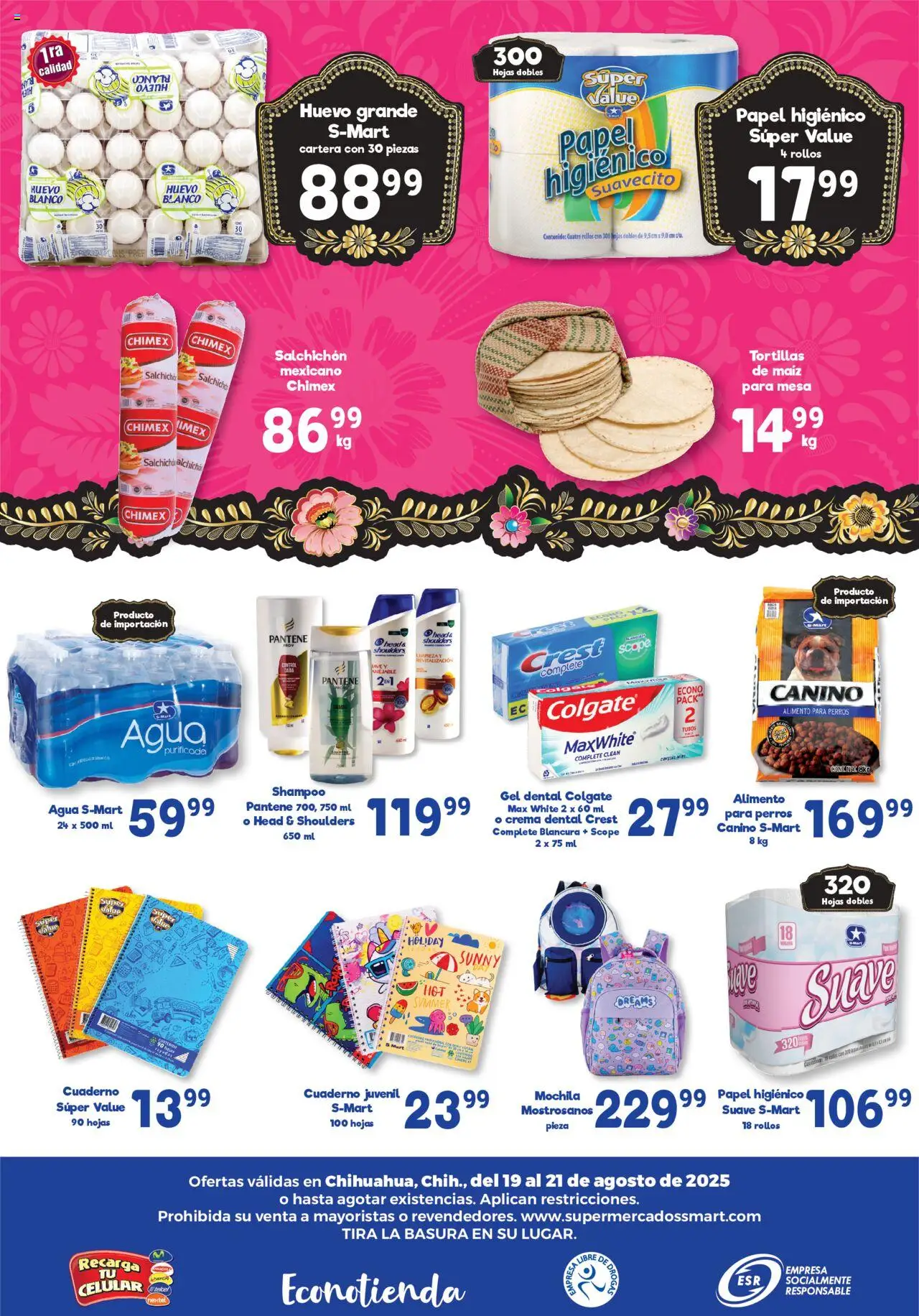 Nuevas ofertas de S-Mart válidas en toda la República Mexicana desde el 19.08.2025. ¡Encuentra las mejores ofertas en S-Mart folleto! | Página: 6 | Productos: Crema, Agua, Cuaderno, Notebook