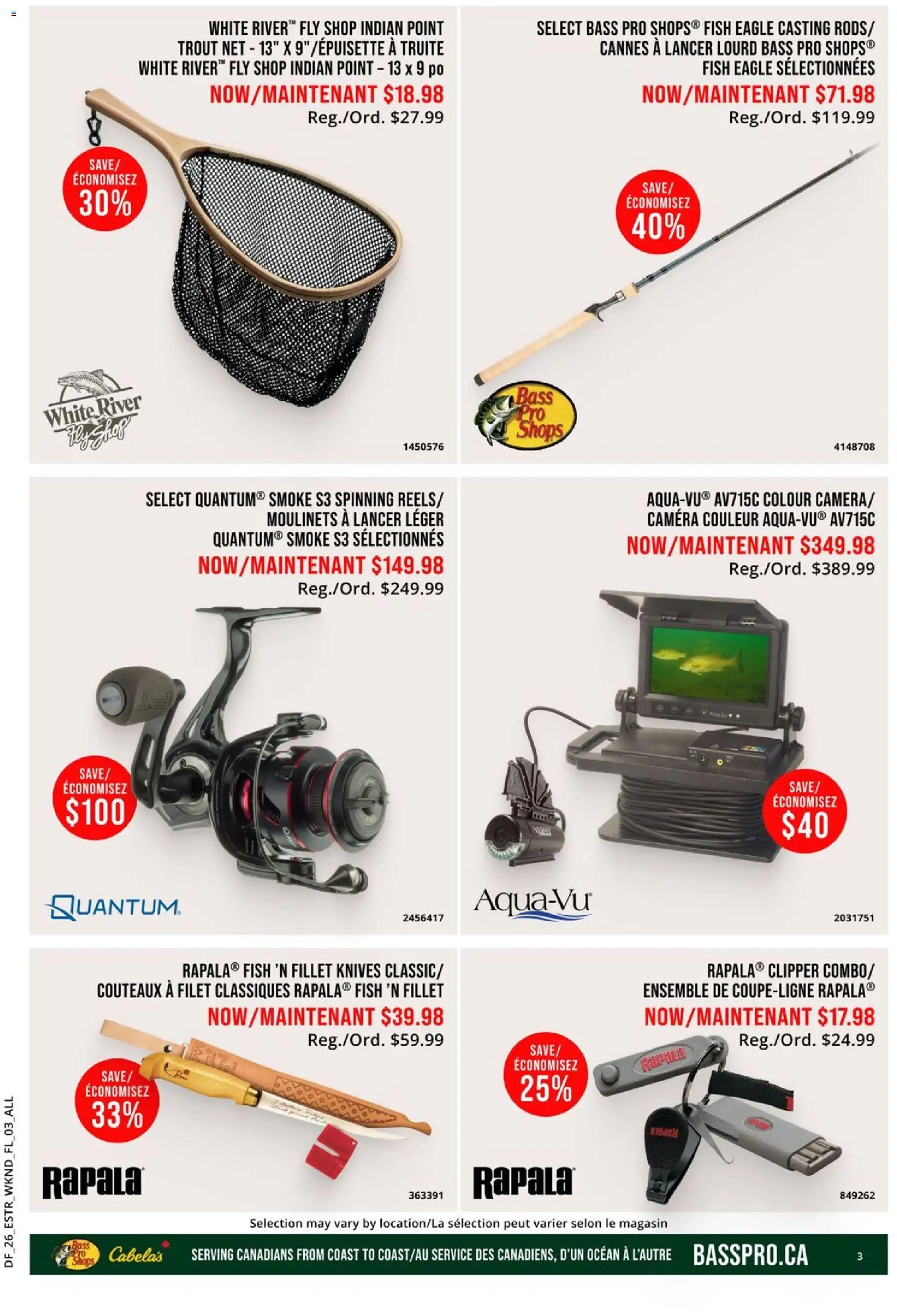 Cabelas flyer valid from 03.04.2026 | Page: 3 | Products: Fish, Camera