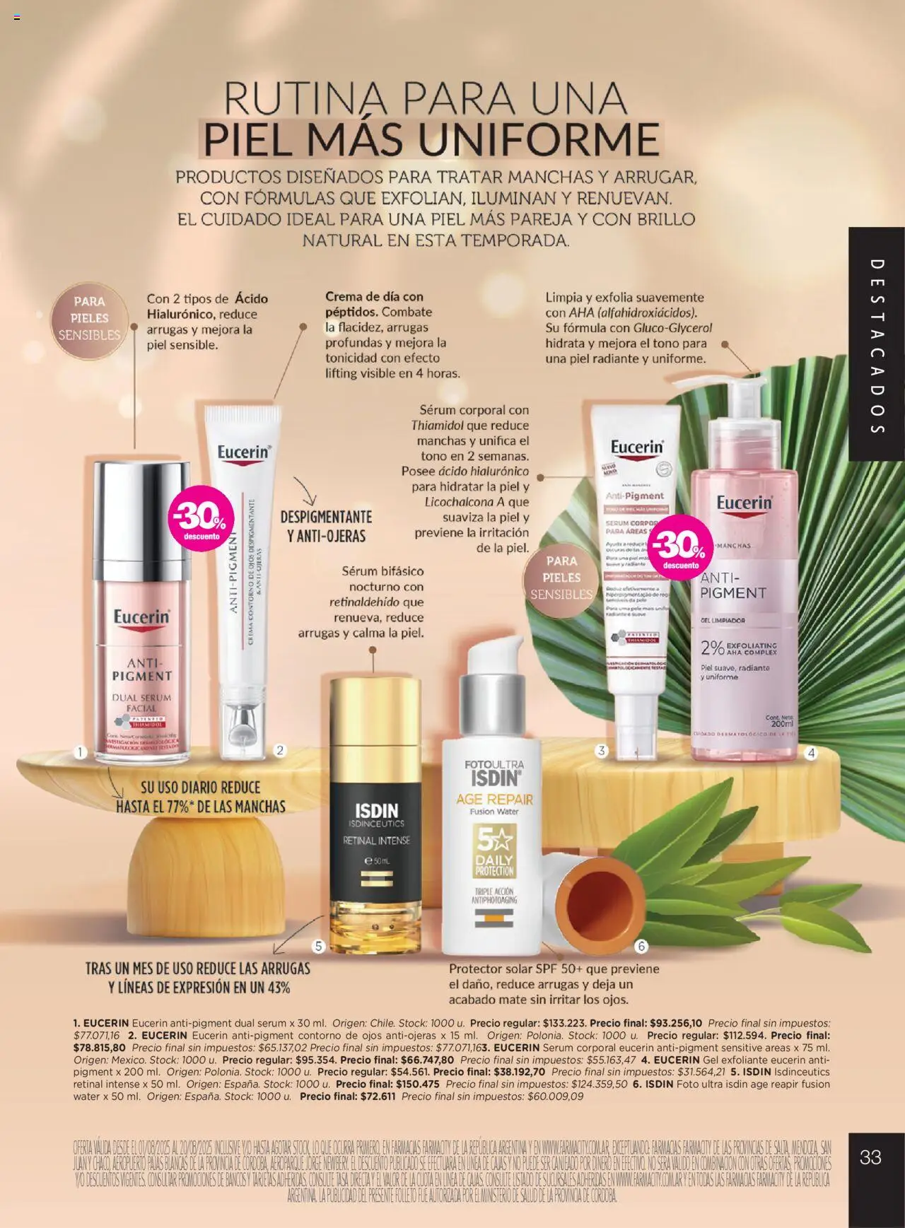 Farmacity catálogo │ válido desde el 01.08.2025 | Página: 33 | Productos: Contorno de ojos, Contorno, Brillo, Limpiador