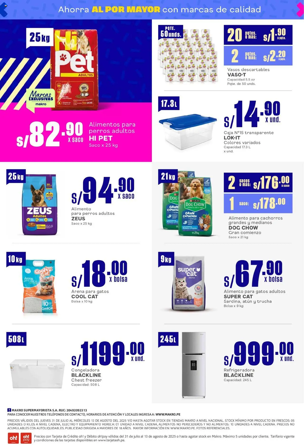 Catálogo Makro válido desde 31.07.2025 | Página: 8 | Productos: Caja, Vasos, Saco, Bolsa