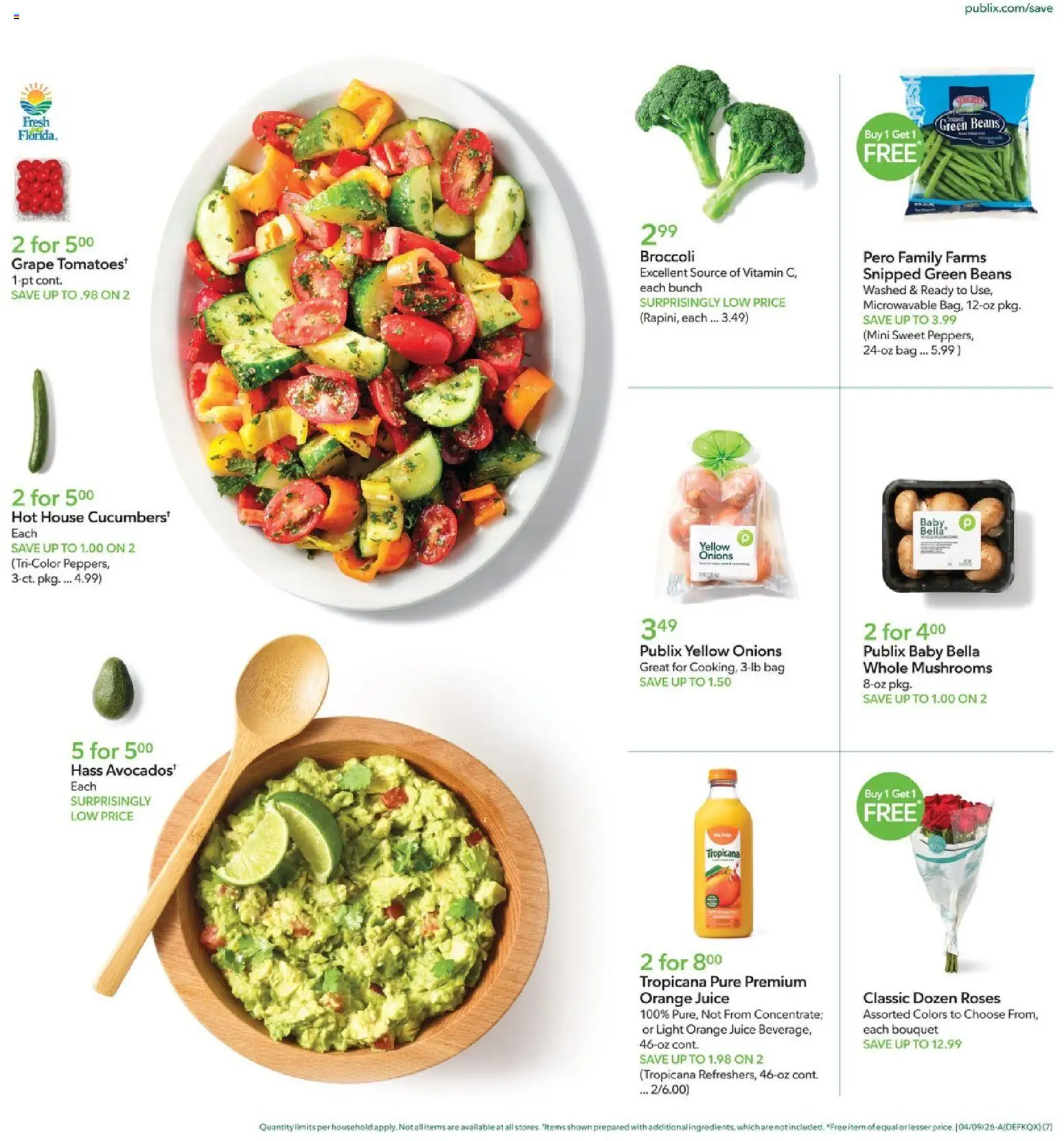 Publix Weekly Ad - valid from 08.04.2026 | Page: 7 | Products: Broccoli, Mushrooms, Juice, Bag