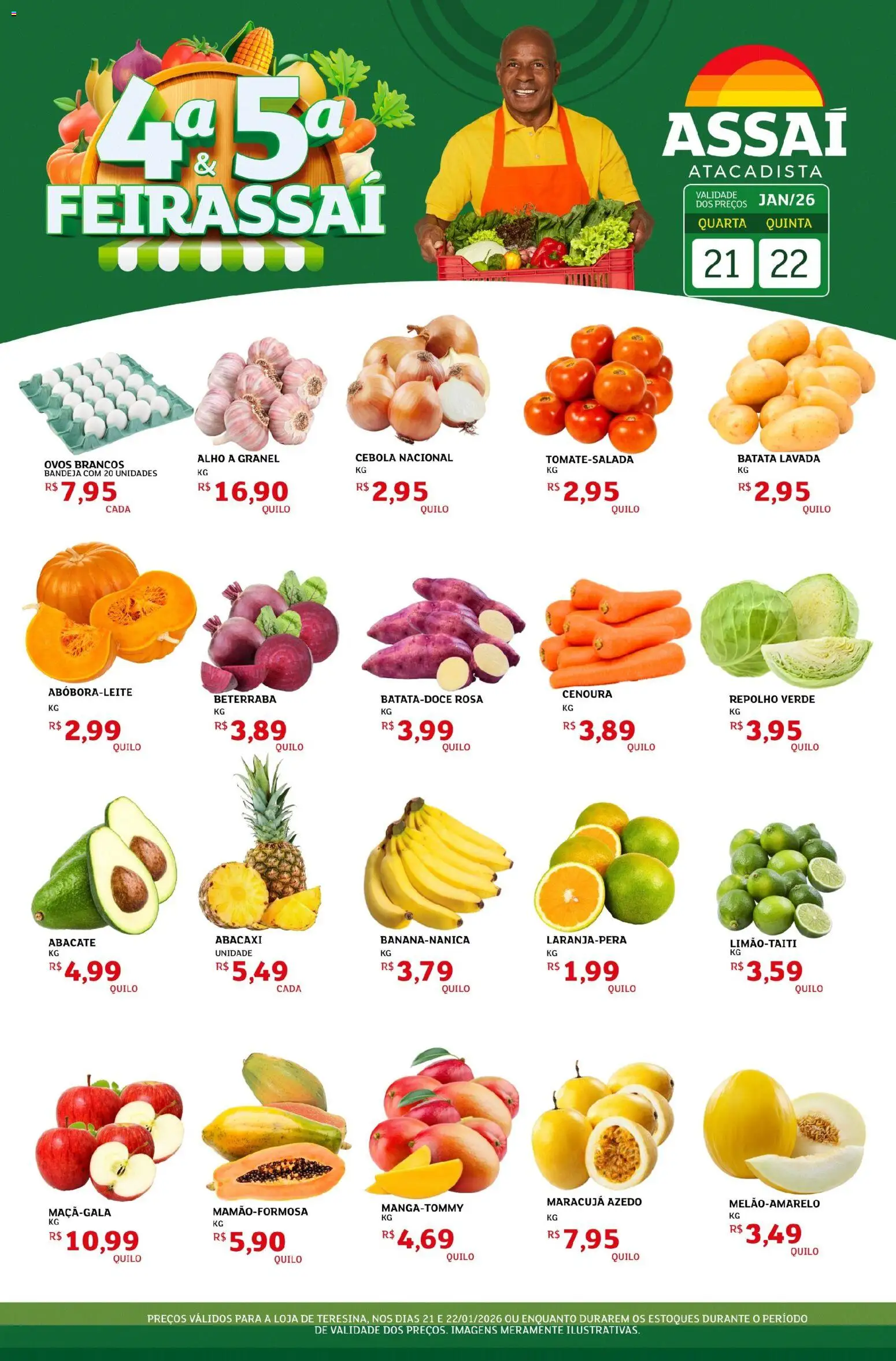Assaí Atacadista Folheto - válido de 21.01.2026 | Página: 1 | Produtos: Alho, Beterraba, Repolho, Abacaxi