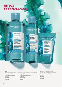 Vista previa de Yves Rocher campaña 5 2026, nuevo folleto de la tienda, válido en México a partir del 24.03.2026 | Página: 28 | Productos: Agua, Desmaquillante, Limpiador, Maquillaje