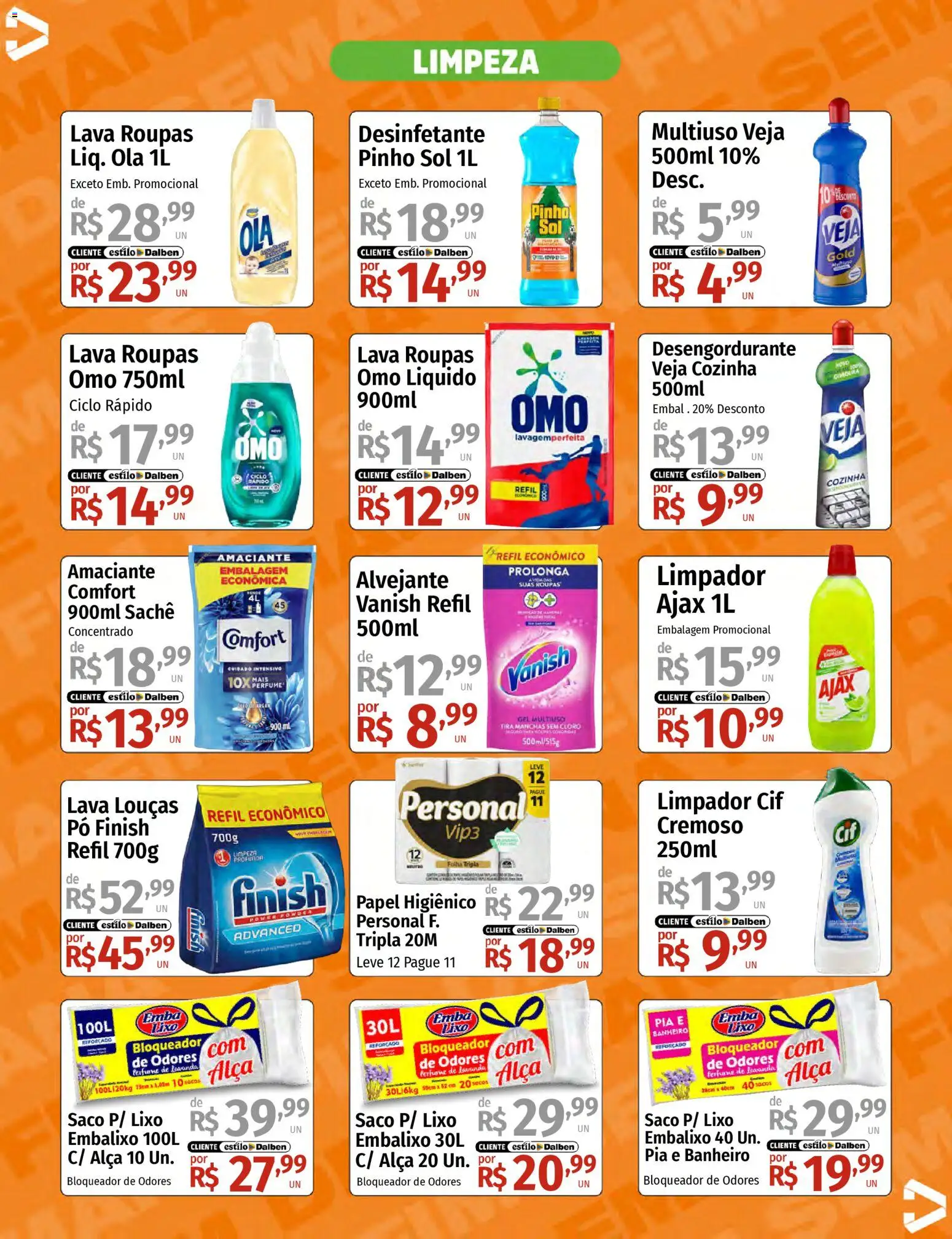 Supermercado Dalben Folheto - válido de 13.03.2026 | Página: 14 | Produtos: Roupas, Pia, Vanish, Papel higiênico