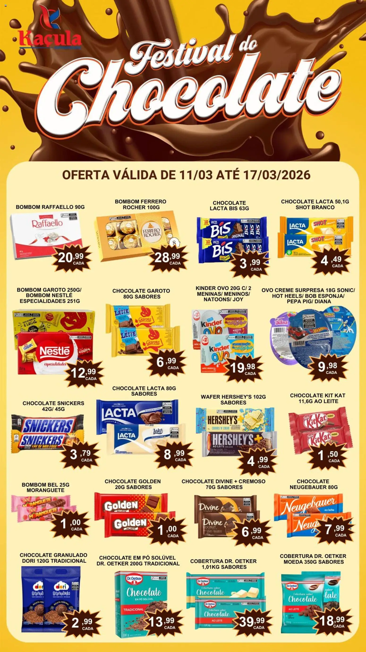Kaçula Folheto - válido de 11.03.2026 | Página: 1 | Produtos: Neugebauer, Kit Kat, Kinder ovo, Bombom