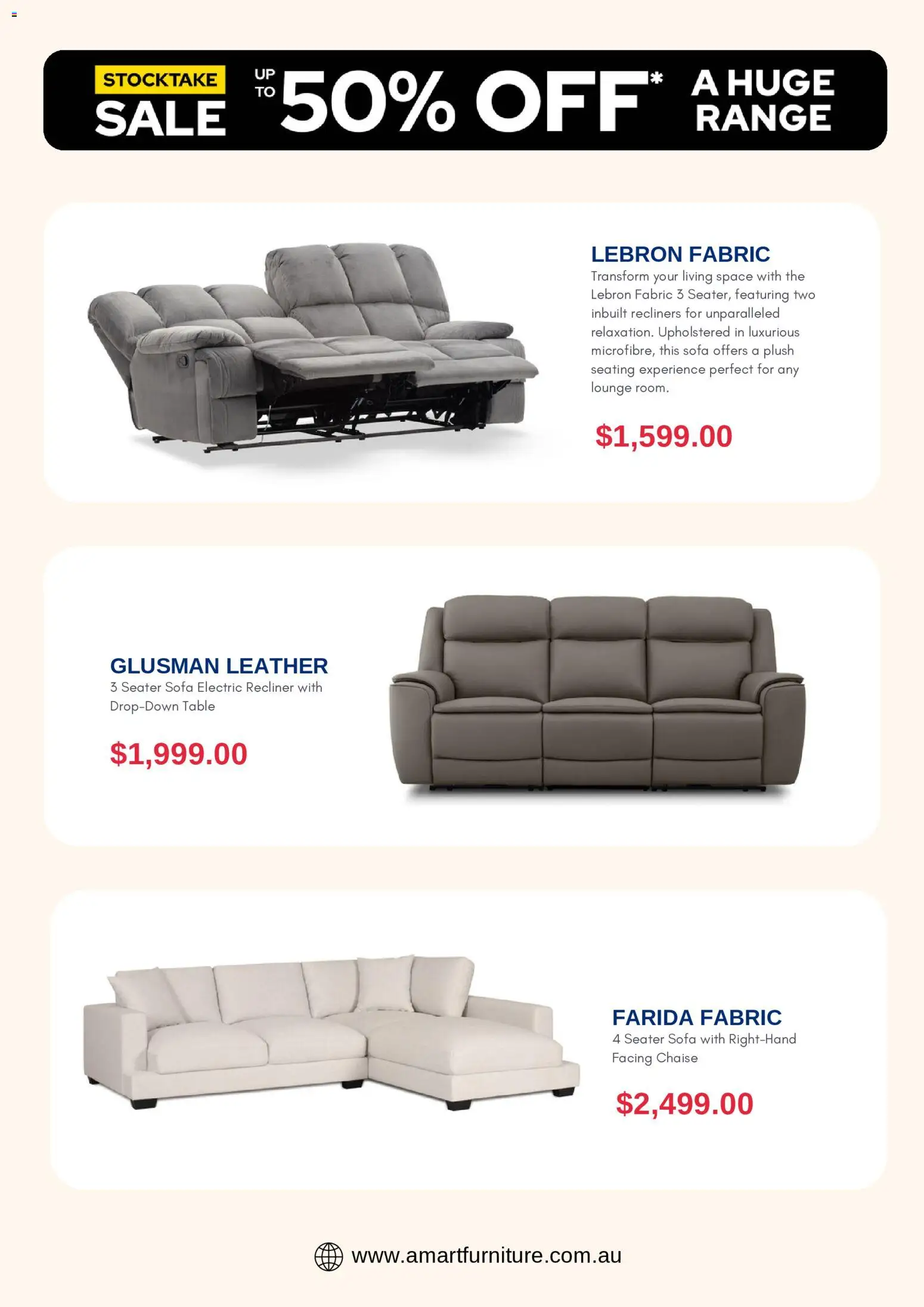 Amart Furniture catalogue - valid from 30.01.2026 | Page: 3 | Products: Sofa, Table, Recliner