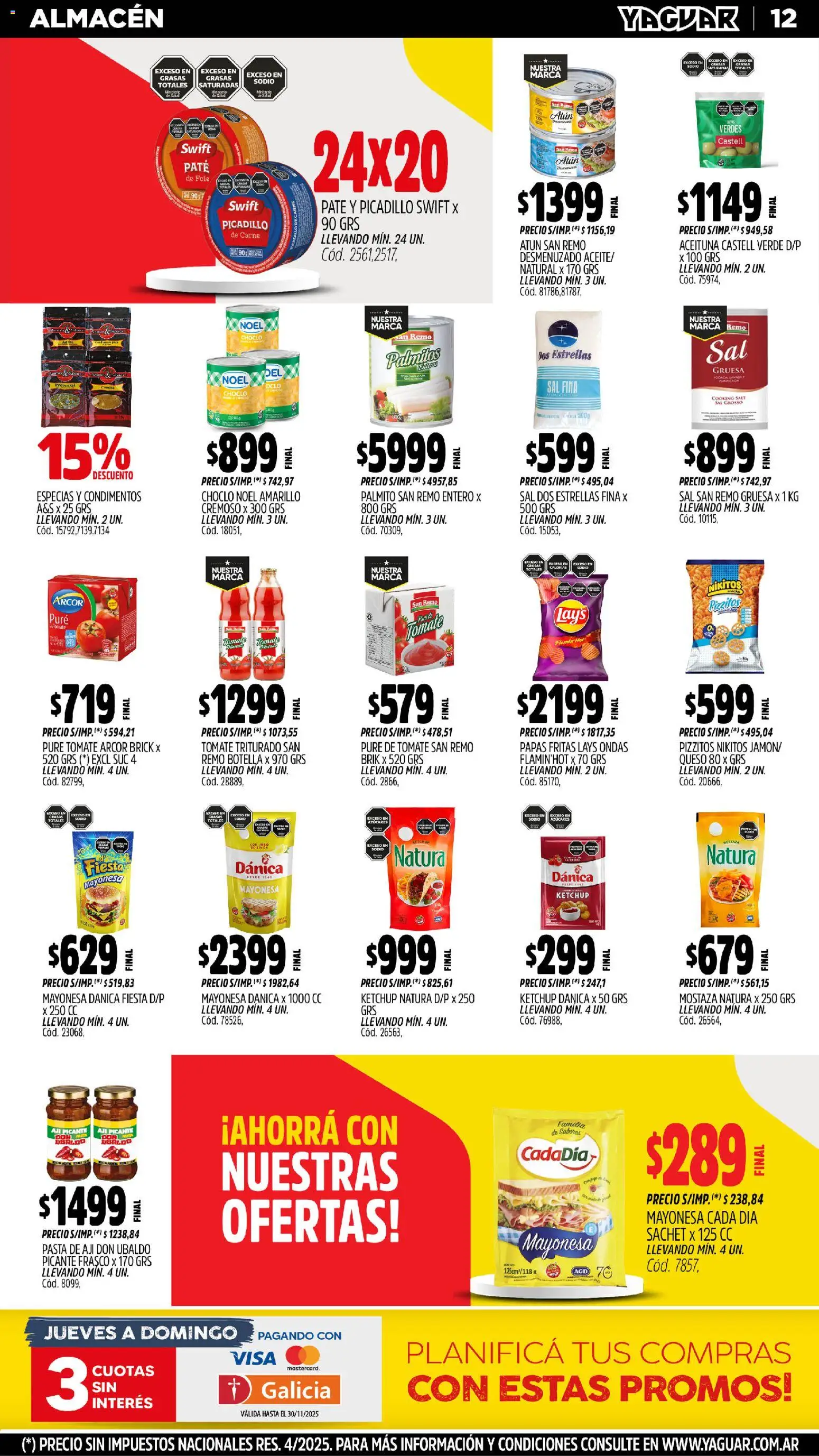 Yaguar - Neuquén │ válido desde el 17.11.2025 | Página: 13 | Productos: Mostaza, Frasco, Pasta, Papas fritas