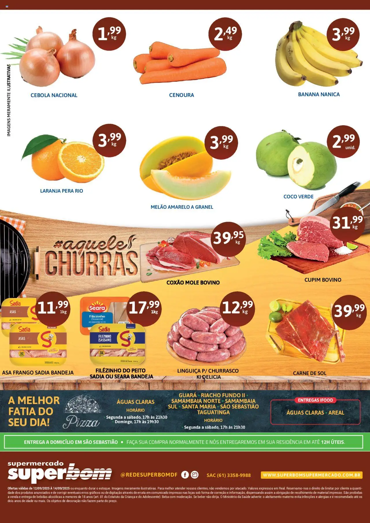 Superbom Folheto - válido de 12.09.2025 | Página: 2 | Produtos: Melão, Pera, Pizza, Frango