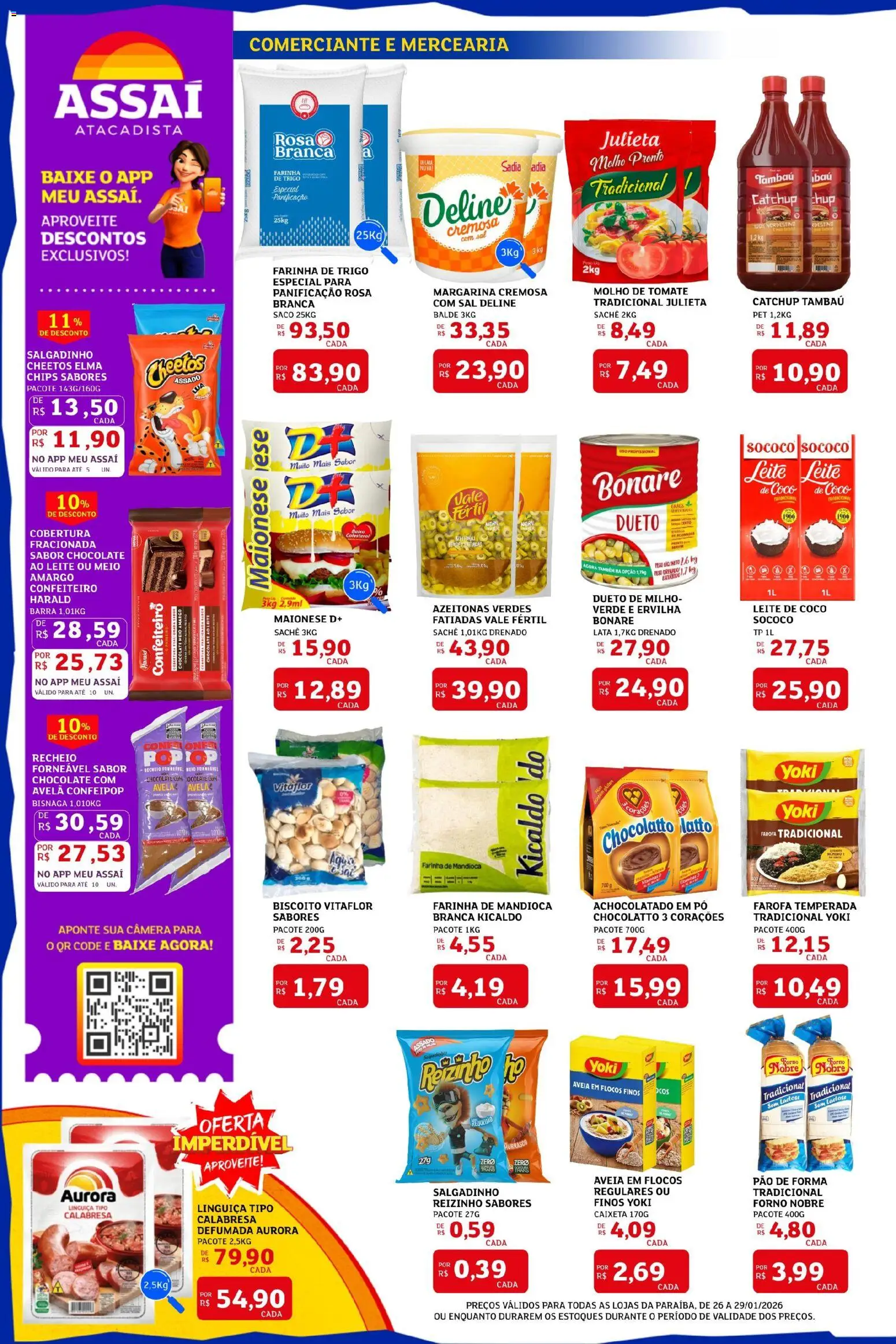 Assaí Atacadista Folheto - válido de 26.01.2026 | Página: 2 | Produtos: Ervilha, Farinha de trigo, Pão de forma, Farofa