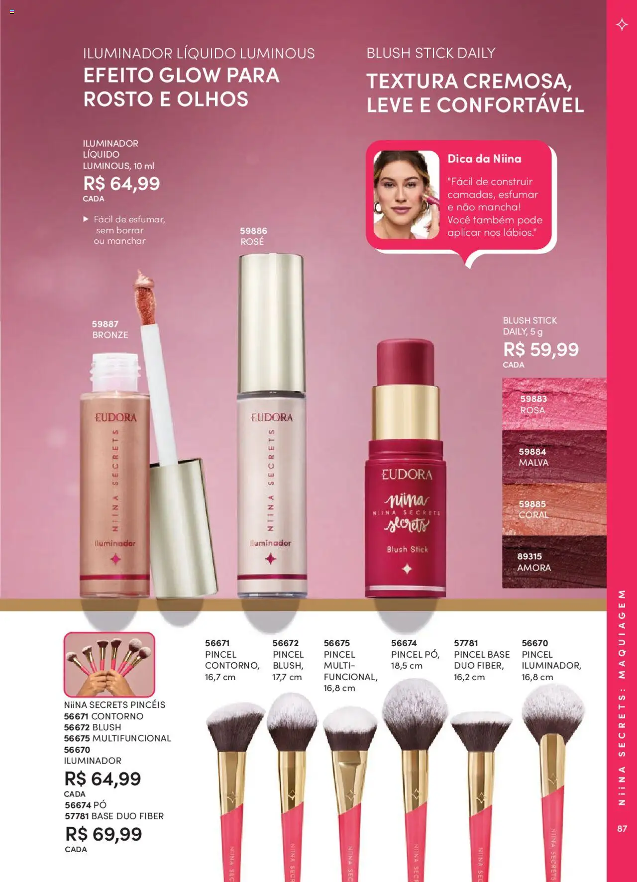 Eudora Folheto - válido de 07.10.2025 | Página: 87 | Produtos: Maquiagem, Pó, Blush, Base