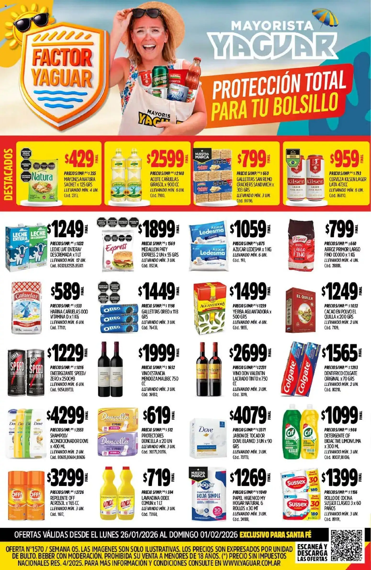 Yaguar - Oferta Semanal Santa Fé │ válido desde el 26.01.2026 | Página: 1 | Productos: Lavandina, Galletitas, Polvo, Acondicionador
