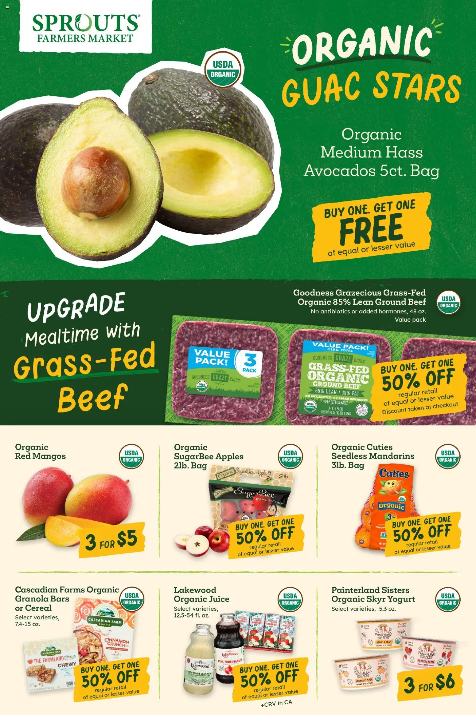 Sprouts Weekly Ad - valid from 08.04.2026 | Page: 2 | Products: Juice, Beef, Peach, Bag