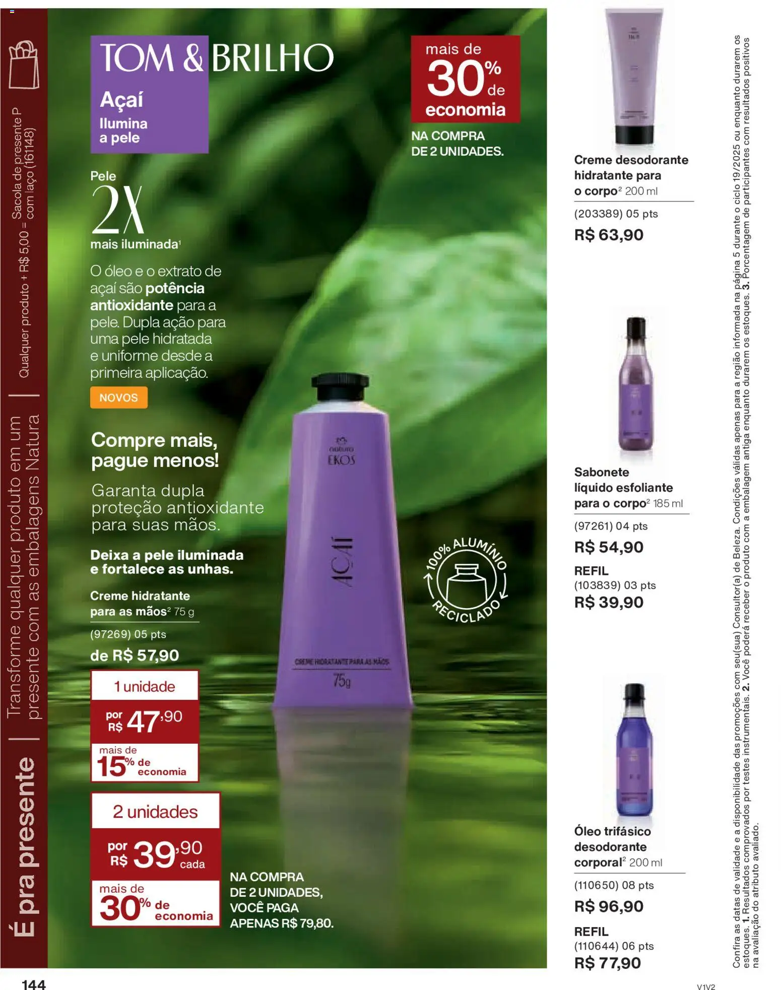 Natura Folheto - válido de 26.11.2025 | Página: 144 | Produtos: Desodorante, Óleo, Sabonete, Açaí
