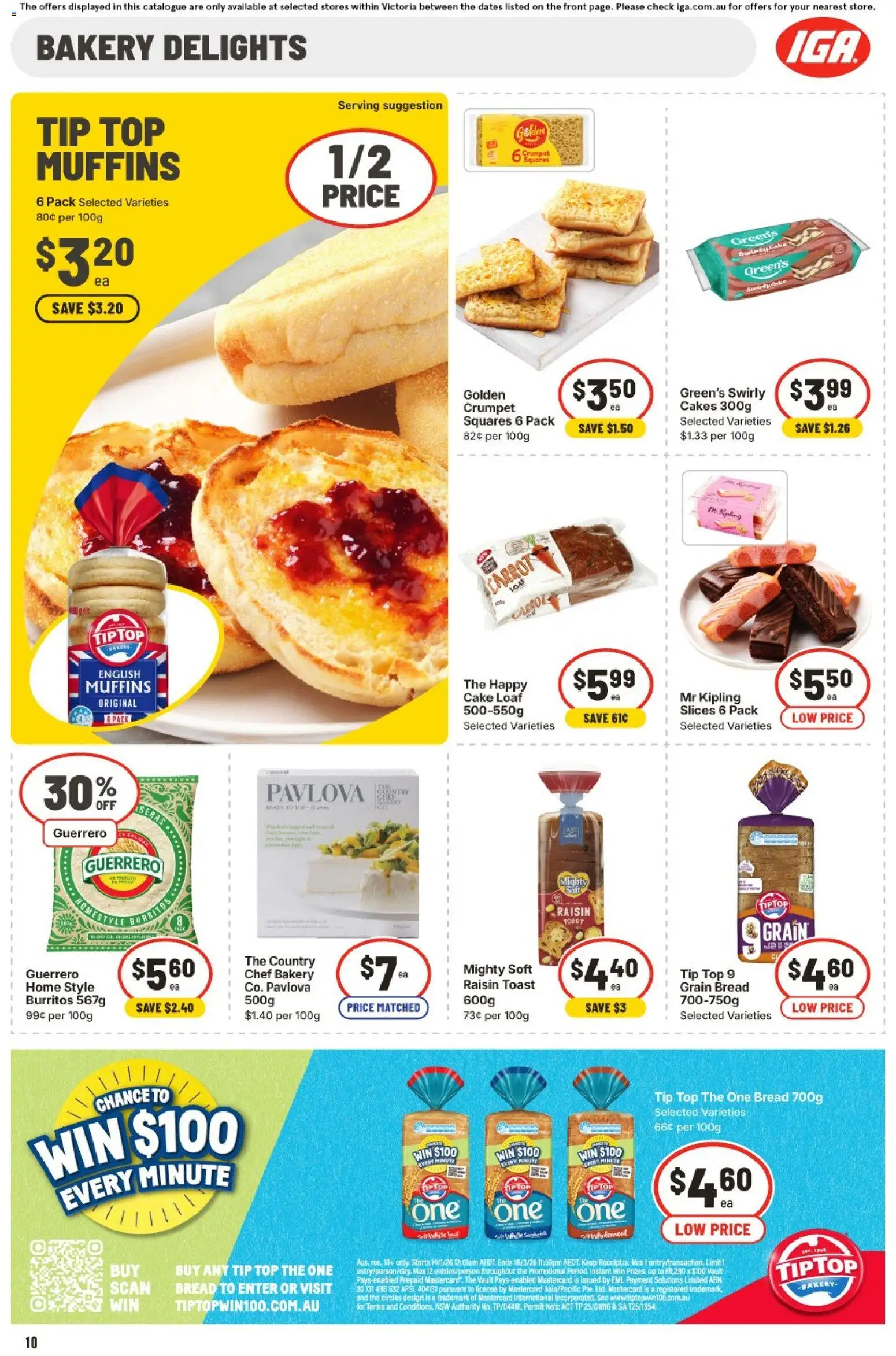 IGA catalogue - valid from 21.01.2026 | Page: 10 | Products: Bread, Muffins, Pavlova, Bakery