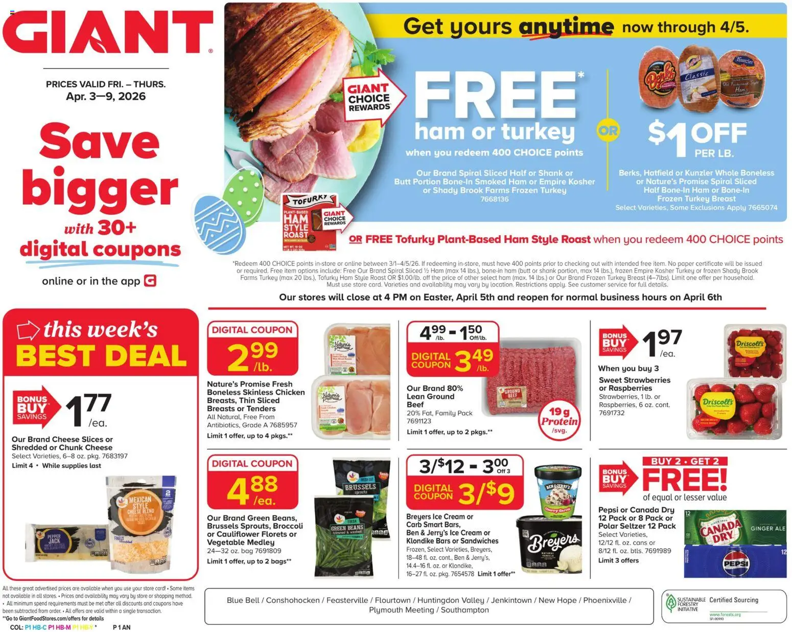 Giant Weekly Ad - valid from 03.04.2026 | Page: 1 | Products: Ginger, Cheese, Ham, Beef