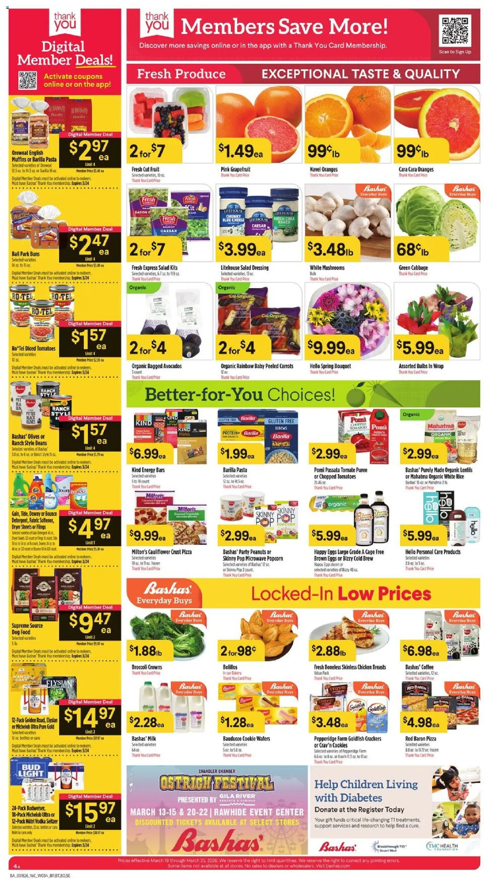Basha's Weekly Ad - valid from 18.03.2026 | Page: 4 | Products: Crowns, Foundation, Mango, Cabbage