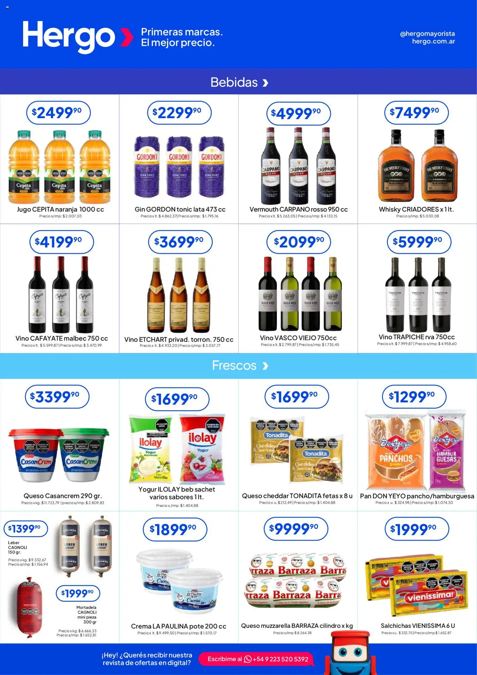 Hergo catálogo │ válido desde el 01.04.2026 | Página: 3 | Productos: Mortadela, Queso, Jugo, Vino