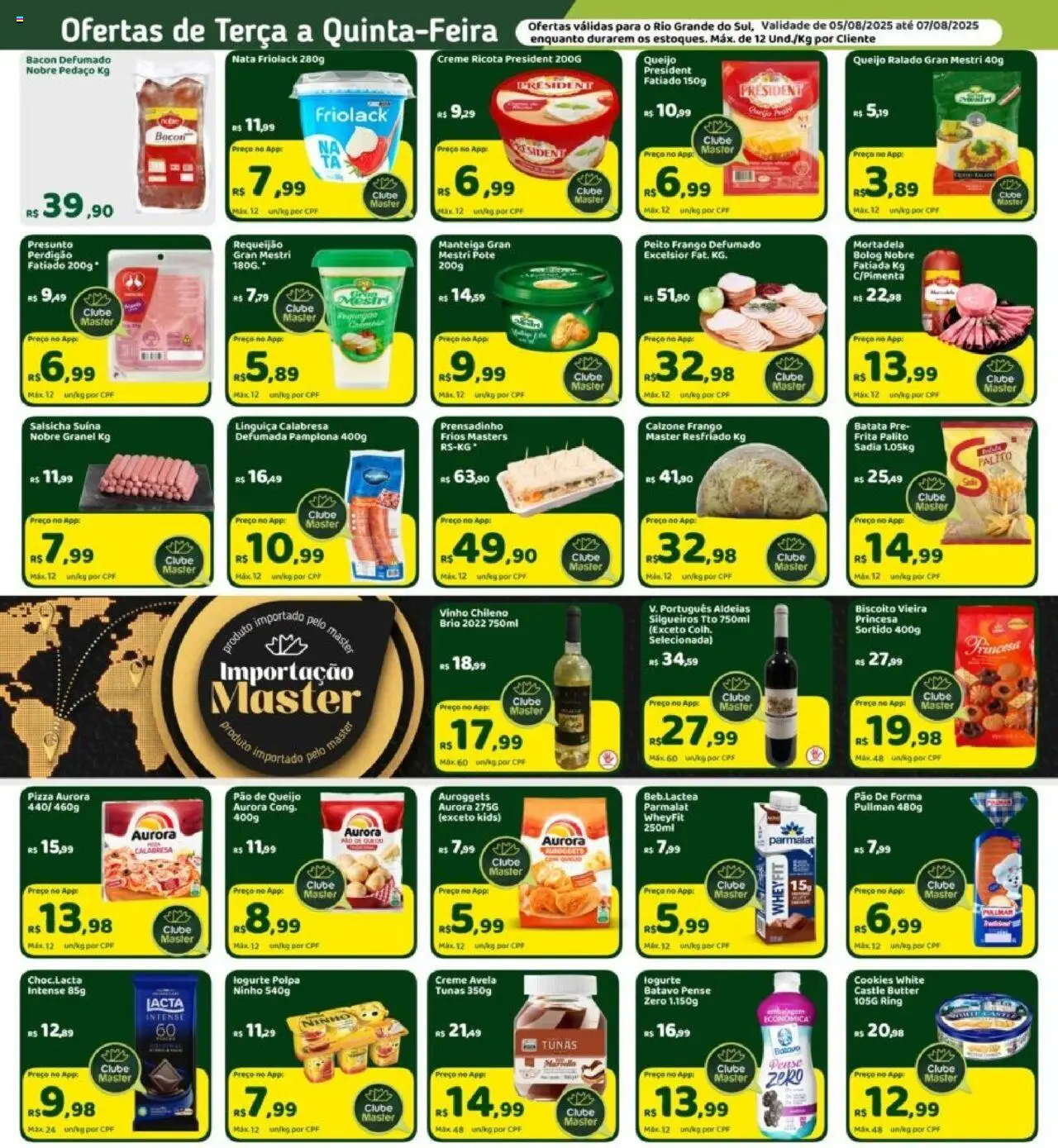 Master Folheto - válido de 05.08.2025 | Página: 2 | Produtos: Queijo, Pizza, Batata, Frango