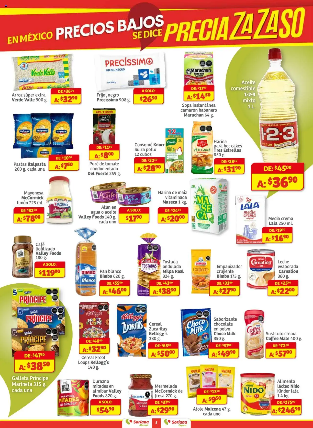 Nuevas ofertas de Soriana válidas en toda la República Mexicana desde el 16.10.2025. ¡Encuentra las mejores ofertas en Soriana - Pesito Valedor Mercado: Edo Mex, Valle De México, Gro, Hgo, Mor, Pue, Qto, Tlax, Ver! | Página: 5 | Productos: Pollo, Atún, Tomate, Limón