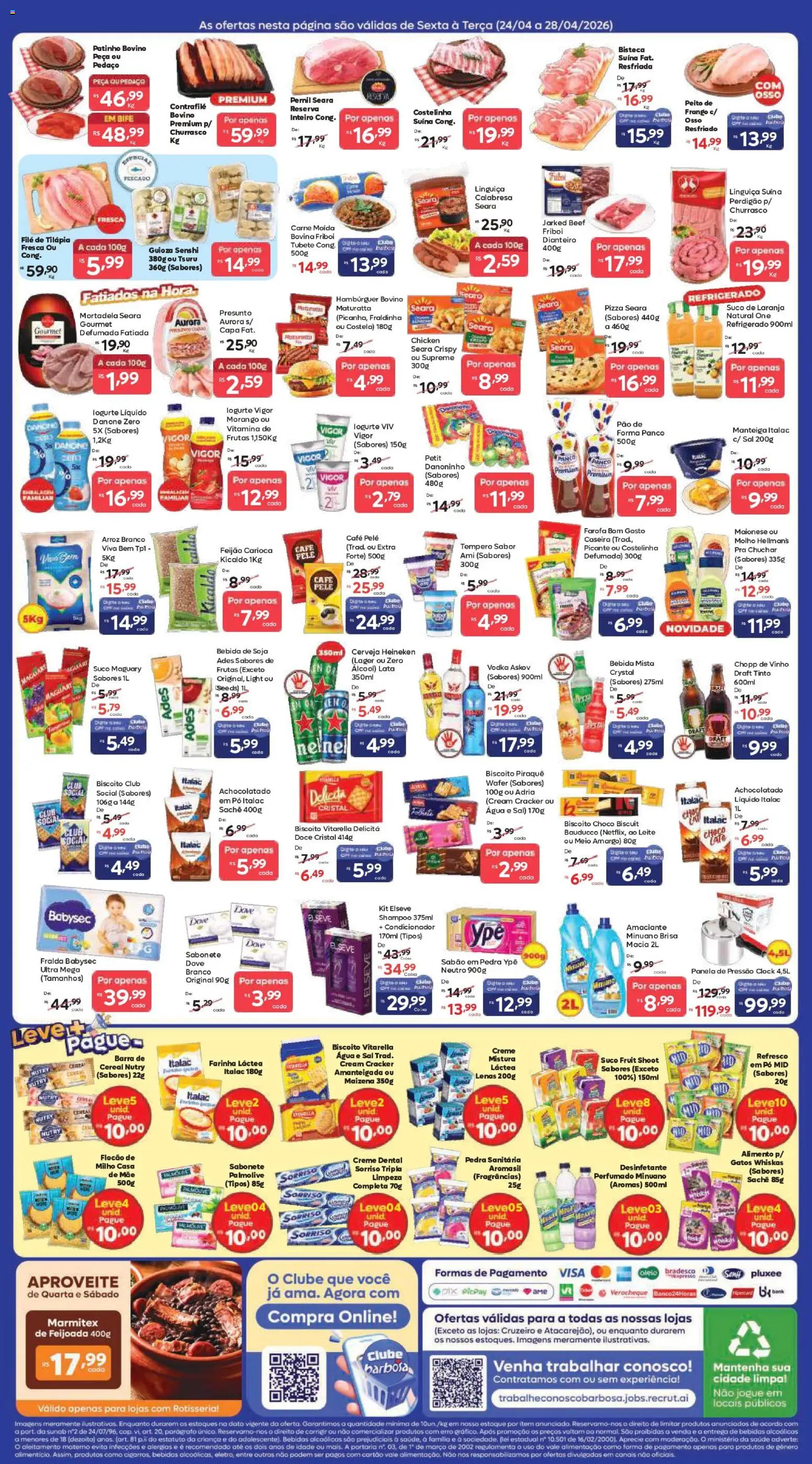 Barbosa Supermercados Folheto - válido de 24.04.2026 | Página: 2 | Produtos: Farinha láctea, Presunto, Suco, Dove