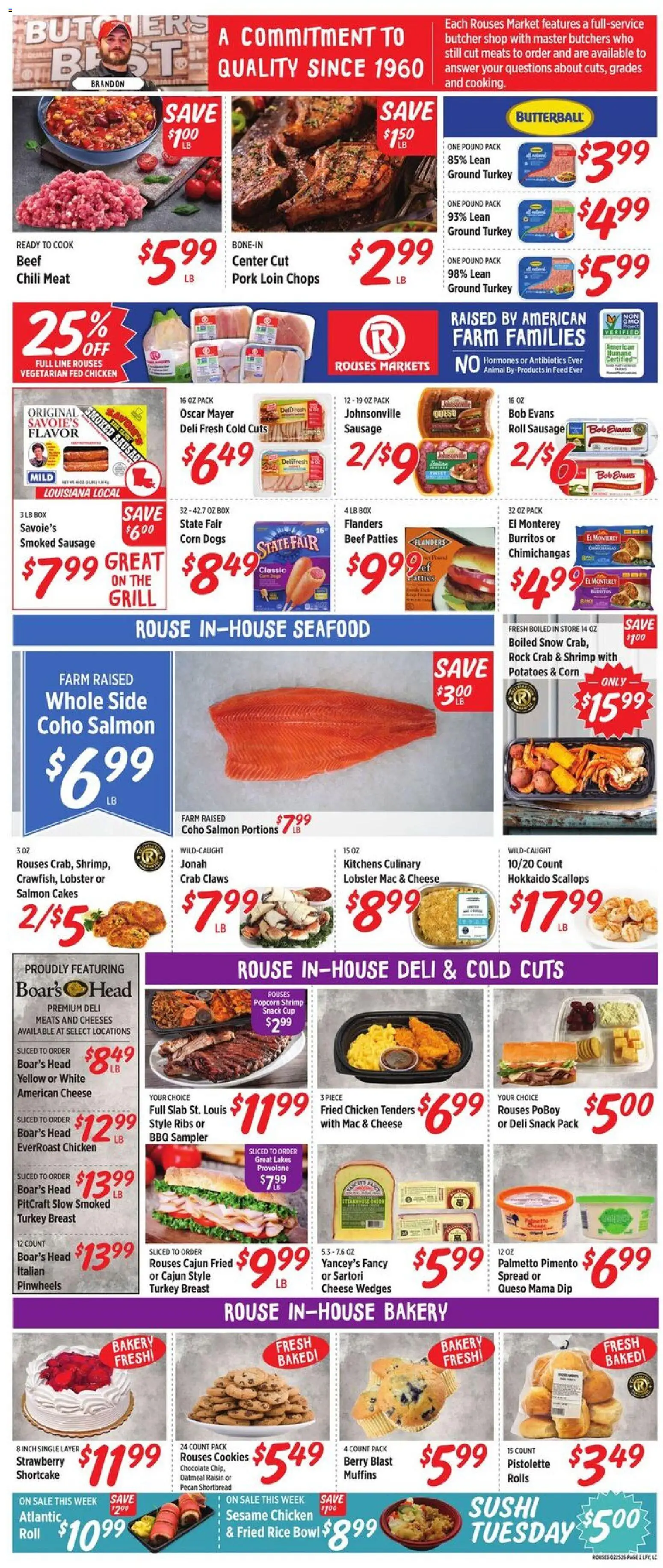 Rouses Weekly Ad - valid from 25.02.2026 | Page: 4 | Products: Bakery, Pork, Cookies, Seafood