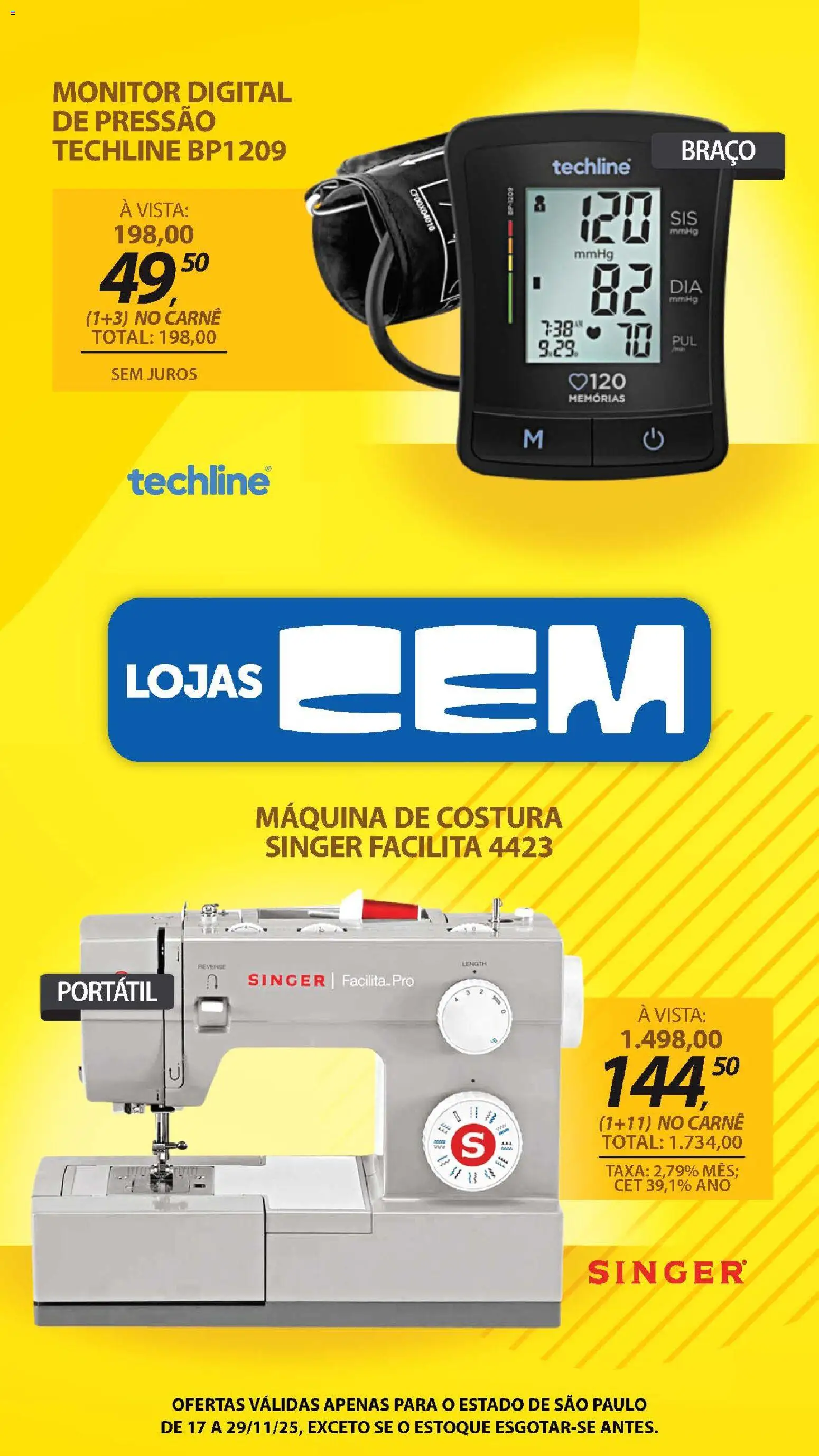 Lojas Cem Folheto - válido de 17.11.2025 | Página: 118 | Produtos: Máquina de costura, Carne, Monitor