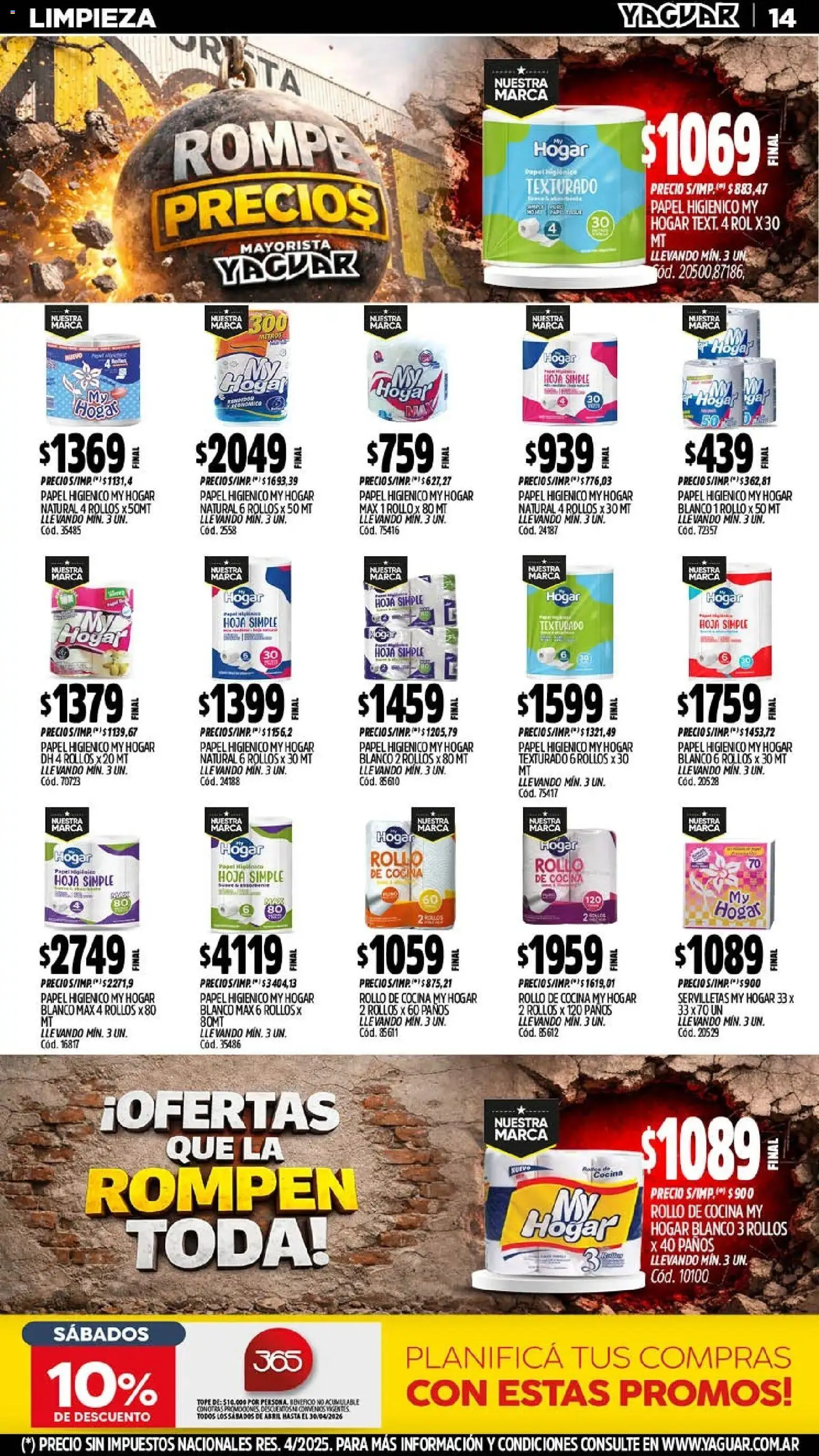 Yaguar - Oferta Semanal Buenos Aires │ válido desde el 20.04.2026 | Página: 15 | Productos: Papel higiénico, Cocina, Servilletas