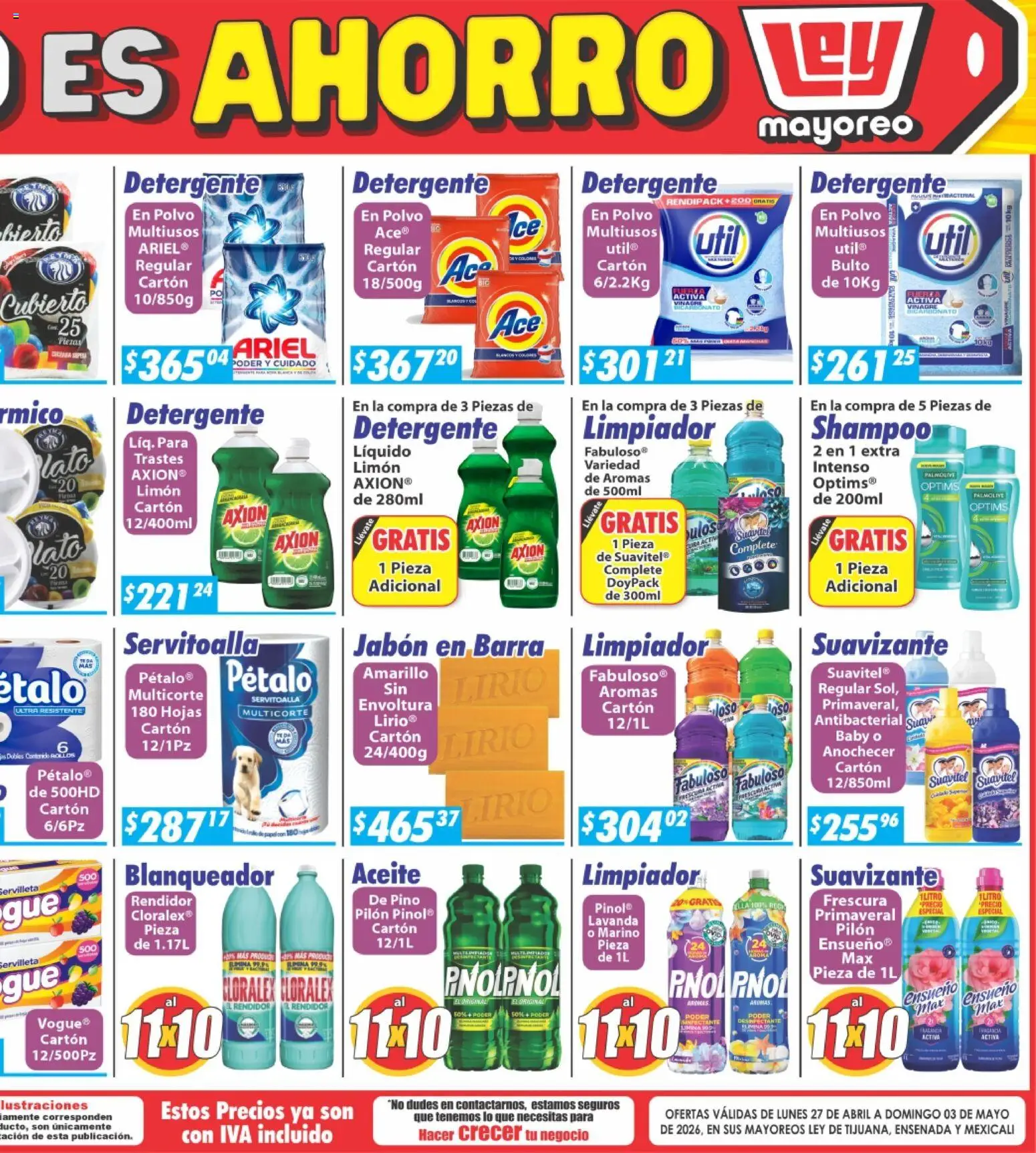 Nuevas ofertas de Casa Ley válidas en toda la República Mexicana desde el 27.04.2026. ¡Encuentra las mejores ofertas en Casa Ley folleto Frontera! | Página: 4 | Productos: Detergente, Limón, Suavizante, Polvo