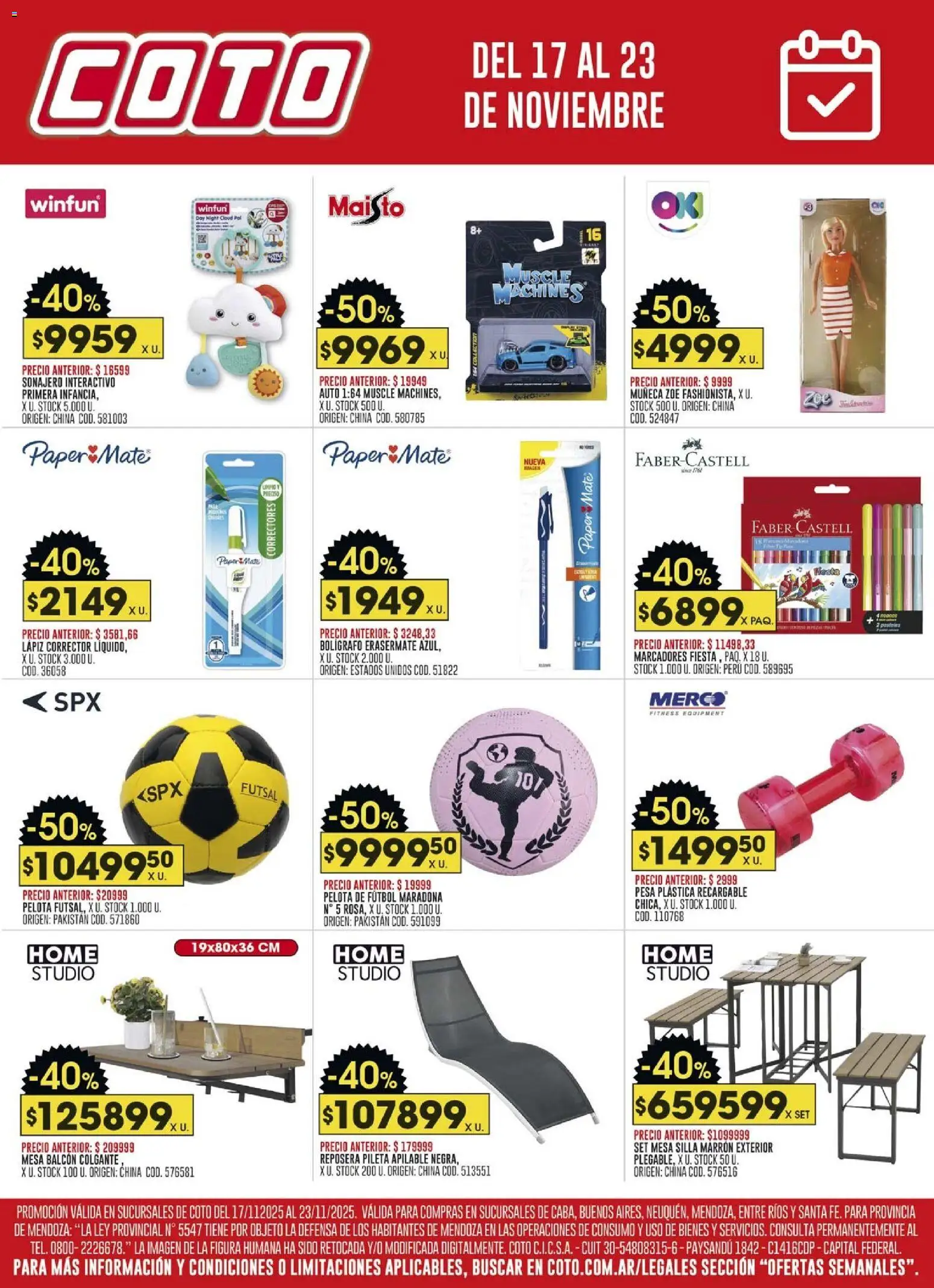 Coto - Ofertas Hogar │ válido desde el 17.11.2025 | Página: 1 | Productos: Mesa, Silla, Pileta, Pelota