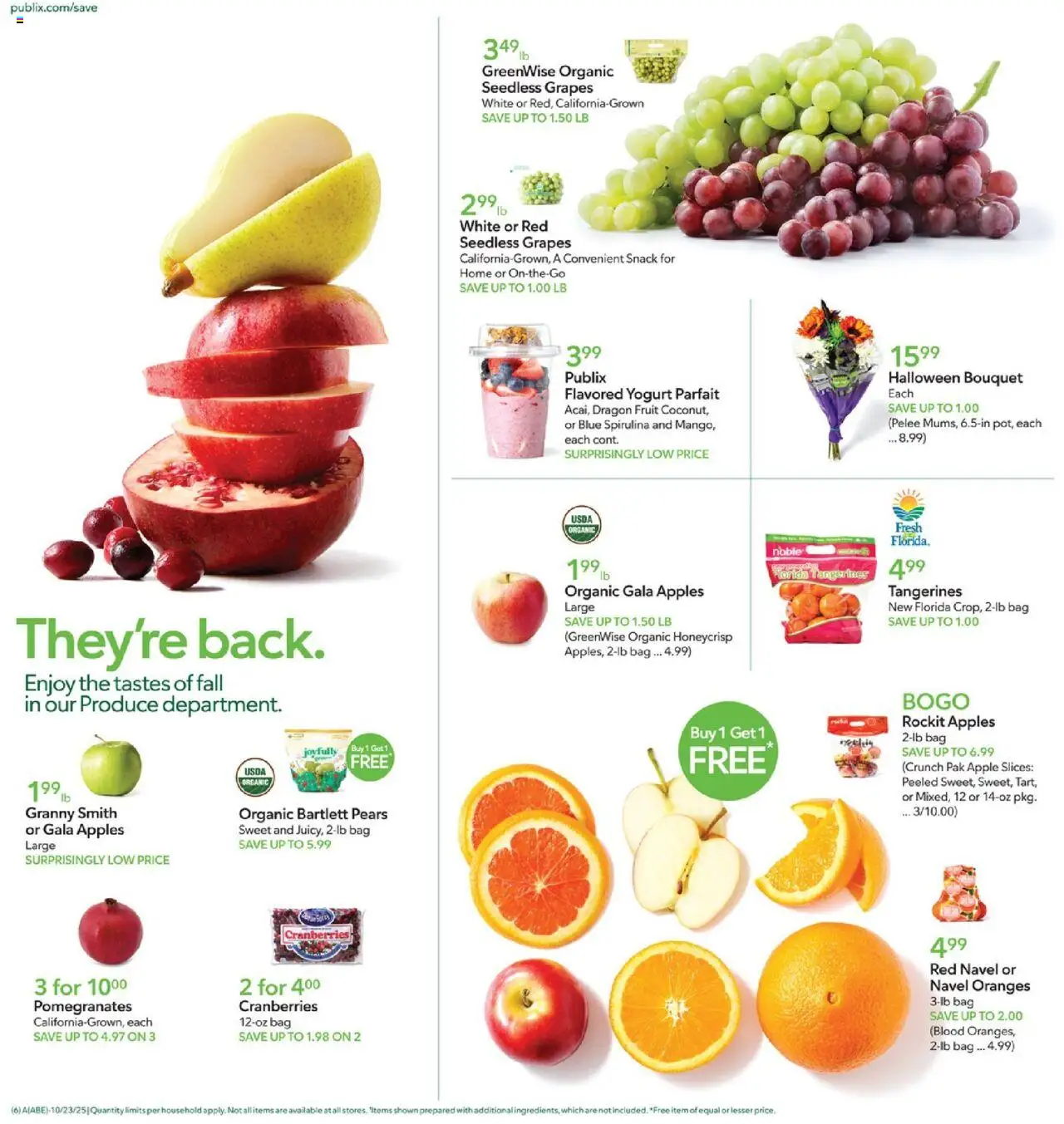 Publix Weekly Ad - valid from 22.10.2025 | Page: 6 | Products: Oranges, Tangerines, Grapes, Bag