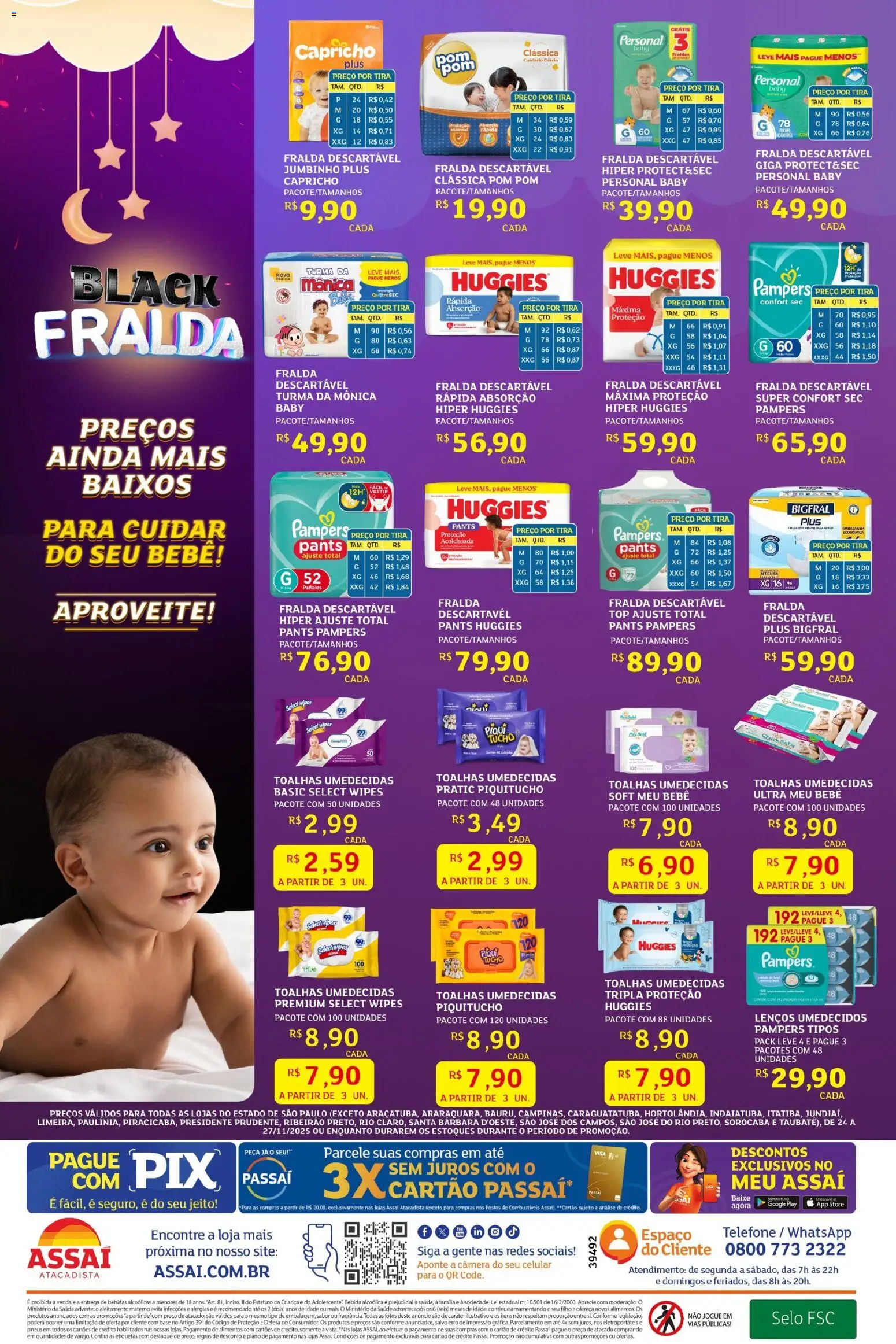 Assaí Atacadista Folheto - válido de 24.11.2025 | Página: 4 | Produtos: Pampers, Celular, Base, Fraldas