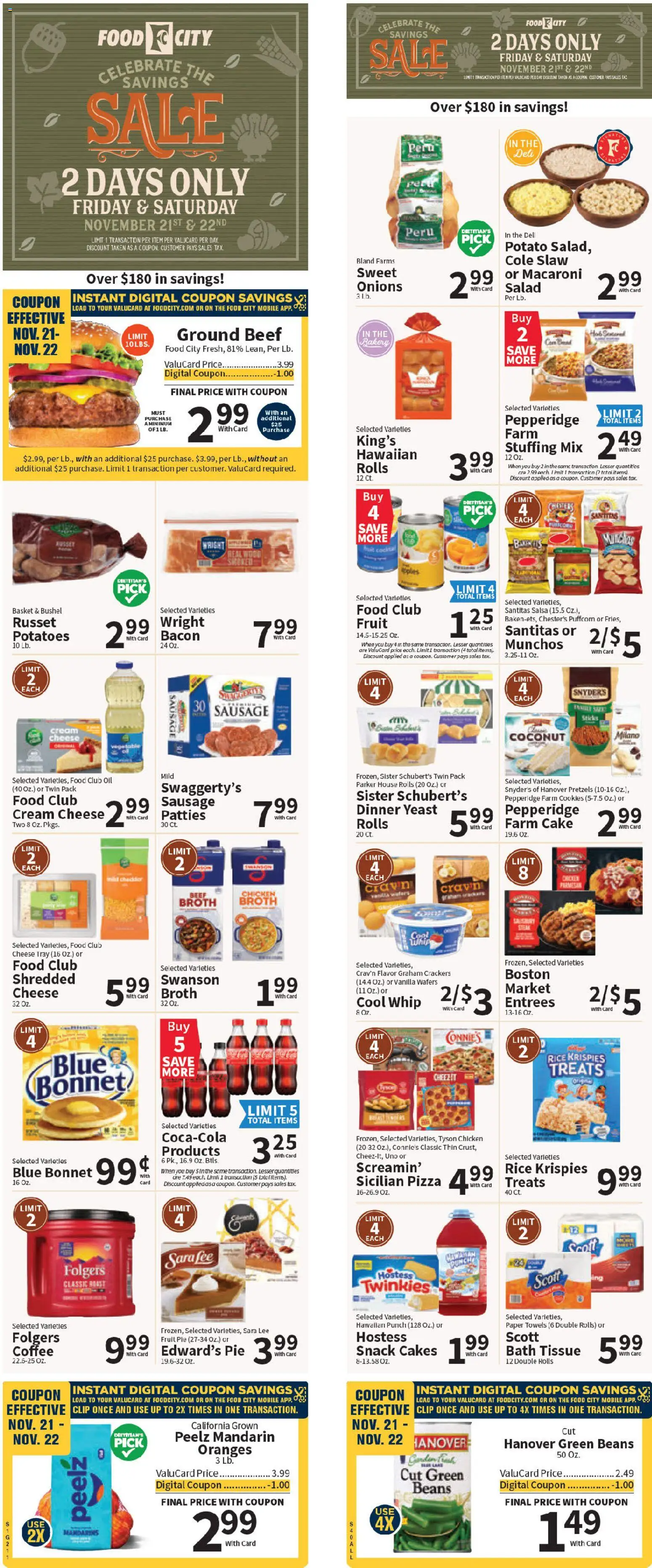Food City Weekly Ad - valid from 19.11.2025 | Page: 1 | Products: Rice, Cream, Salad, Potatoes