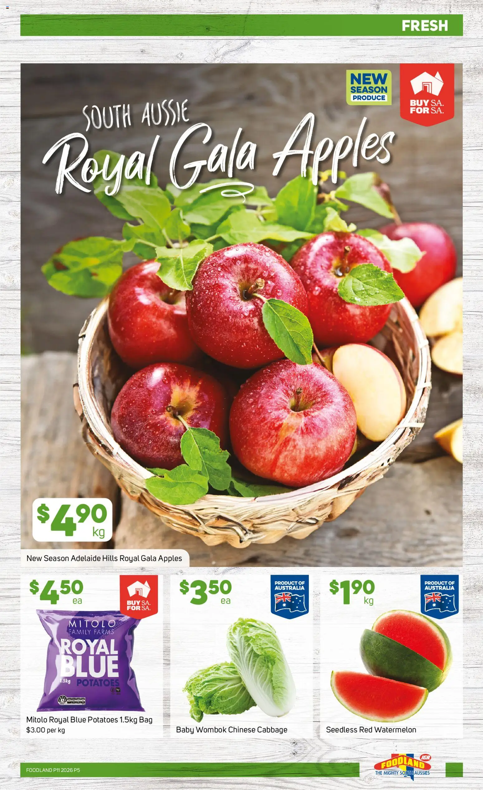 Foodland catalogue - valid from 11.03.2026 | Page: 5 | Products: Apples, Potatoes, Watermelon, Bag