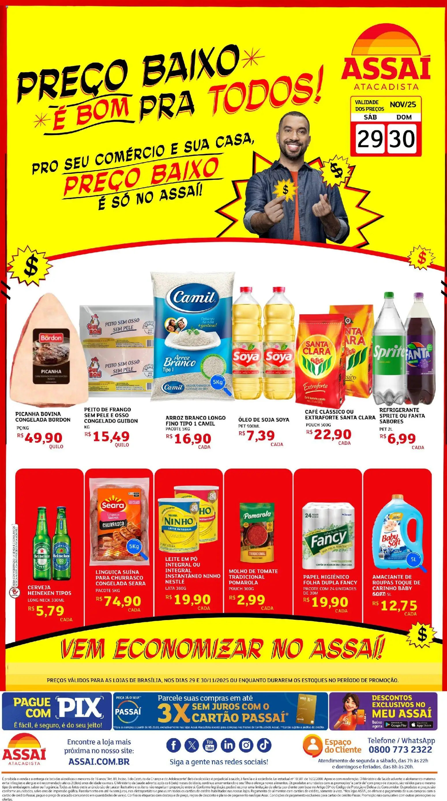 Assaí Atacadista Folheto - válido de 29.11.2025 | Página: 1 | Produtos: Pó, Linguiça, Arroz, Frango