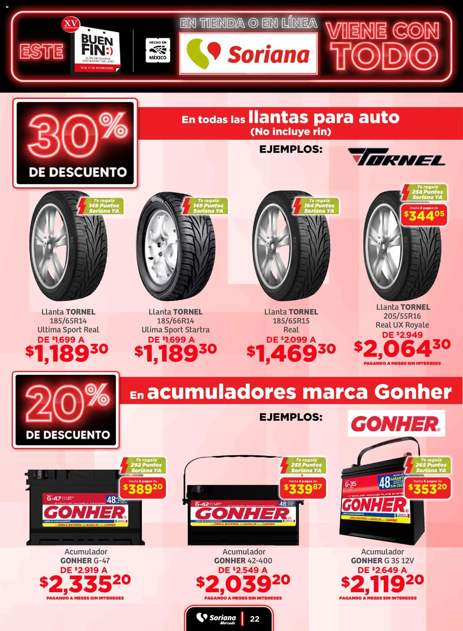 Nuevas ofertas de Soriana válidas en toda la República Mexicana desde el 13.11.2025. ¡Encuentra las mejores ofertas en Soriana - Buen Fin Mercado Nacional! | Página: 22 | Productos: Té, Batería