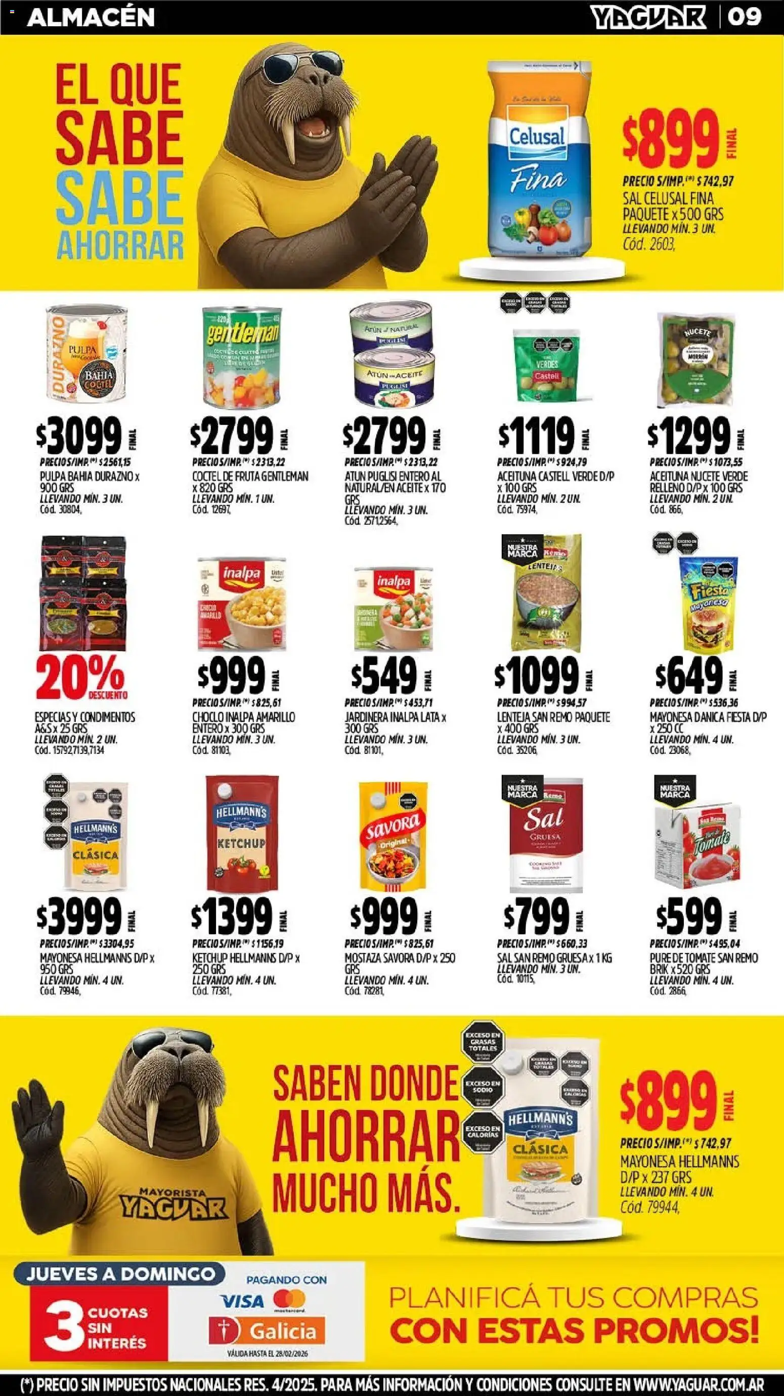 Yaguar - Oferta Semanal Mar del Plata │ válido desde el 09.02.2026 | Página: 8 | Productos: Lentejas, Aceite, Ketchup, Atún