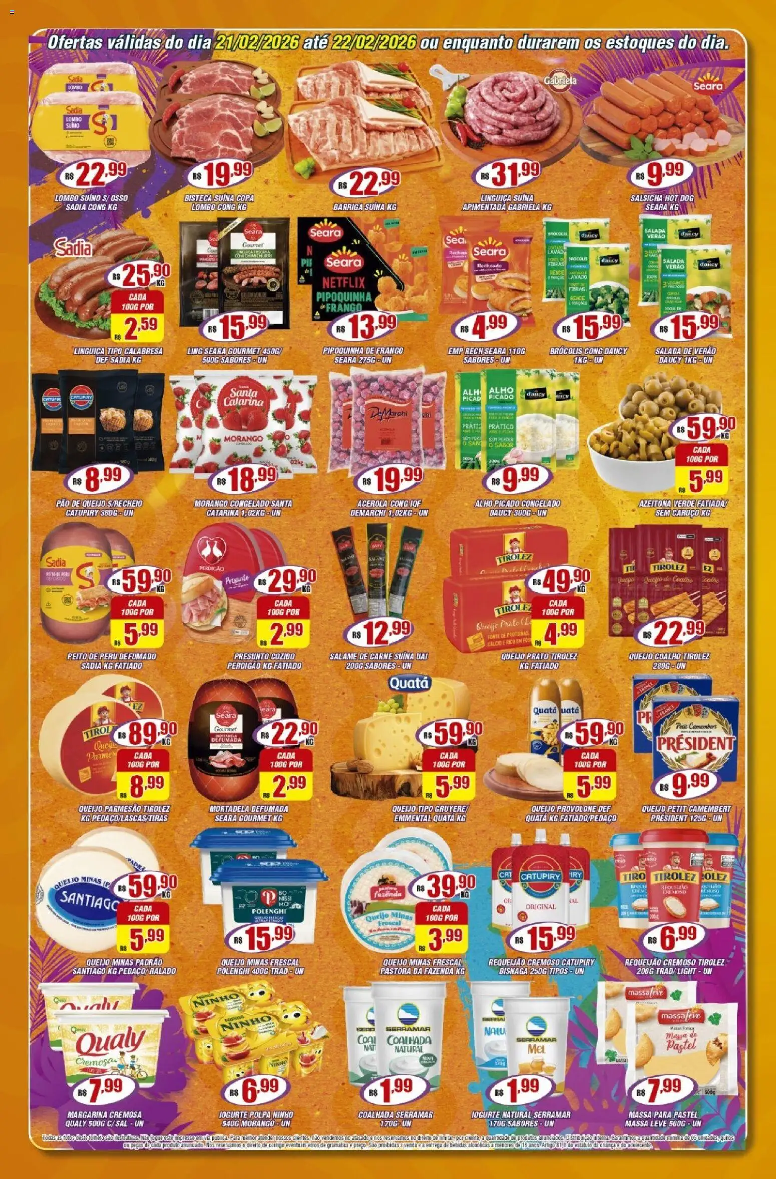 Violeta Supermercados Folheto - válido de 21.02.2026 | Página: 2 | Produtos: Linguiça, Cálcio, Requeijão, Margarina