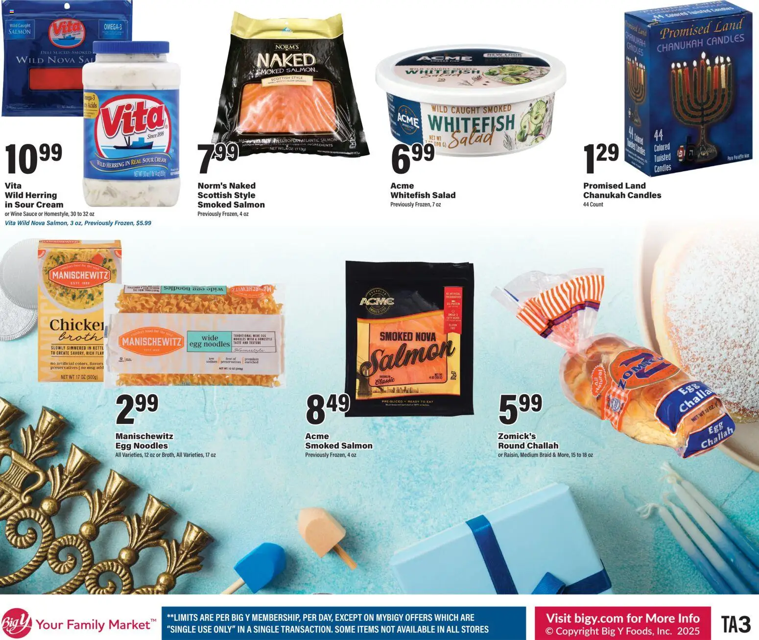 Big Y Chanukah - valid from 04.12.2025 | Page: 3 | Products: Wine, Sour cream, Cream, Sauce