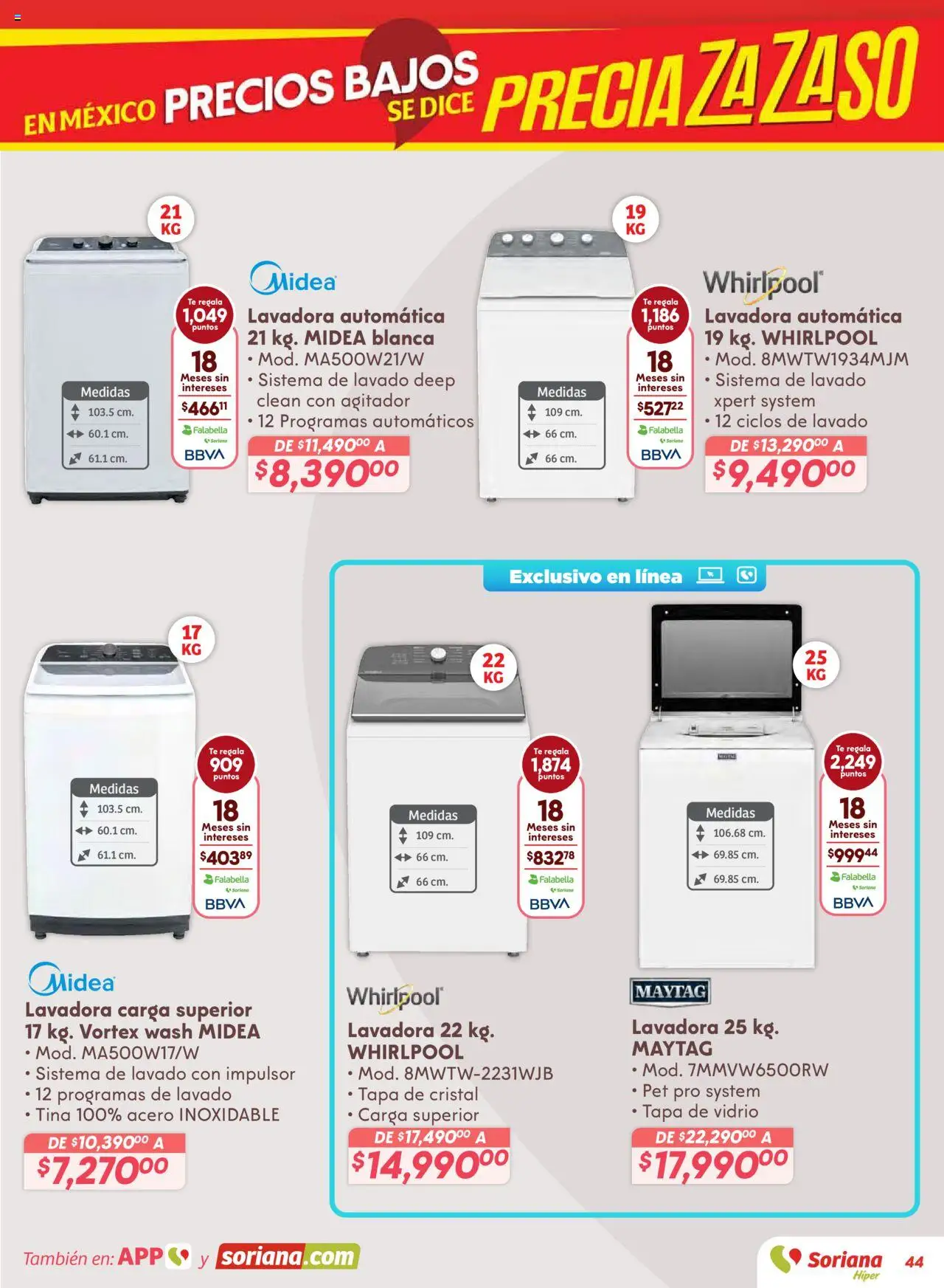 Nuevas ofertas de Soriana válidas en toda la República Mexicana desde el 14.08.2025. ¡Encuentra las mejores ofertas en Soriana - Preciazazaso Híper: Ags, Col, Gto, Jal, Mich! | Página: 44 | Productos: Lavadora, Té