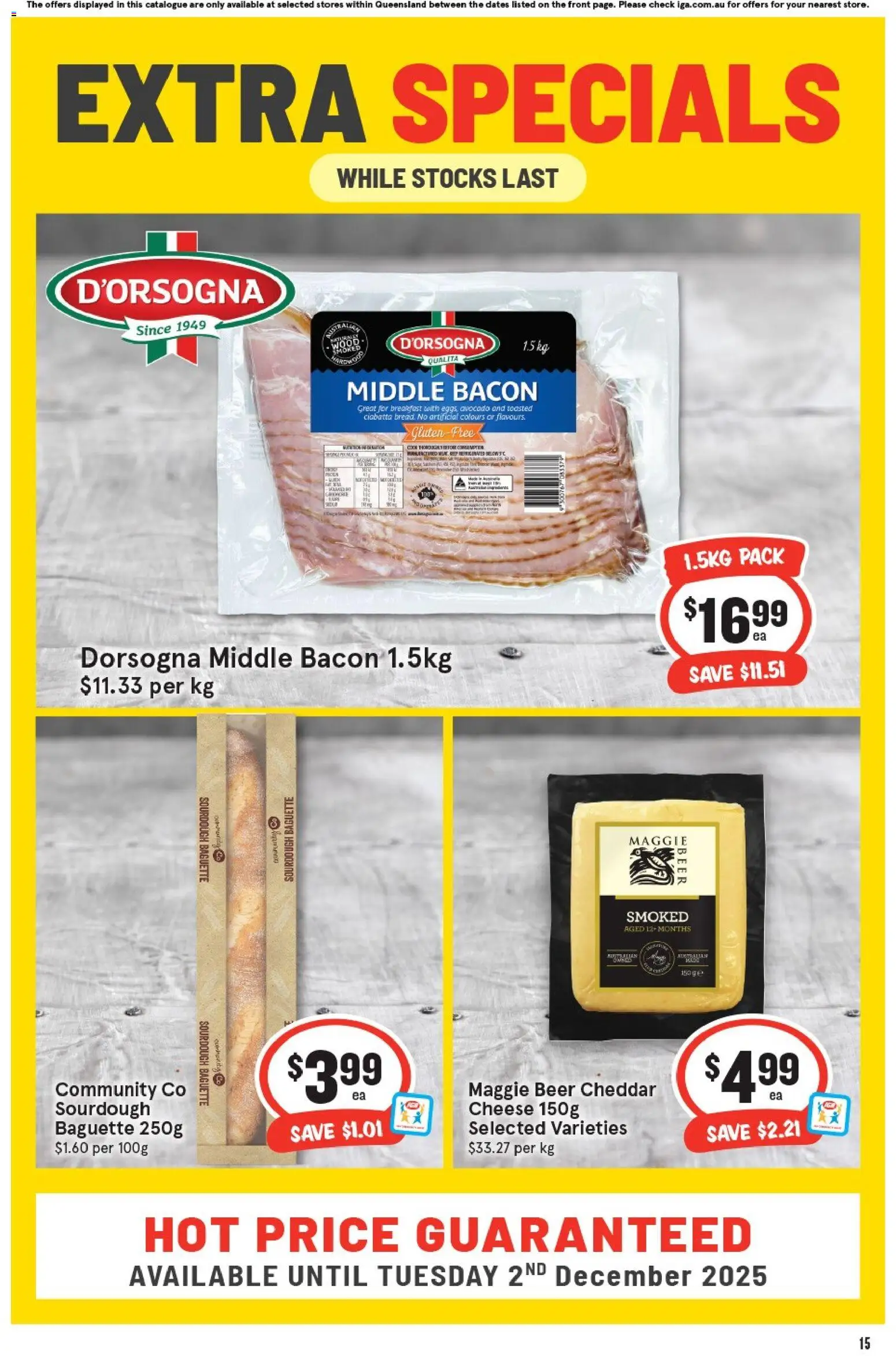 IGA catalogue - valid from 05.11.2025 | Page: 15 | Products: Bacon, Cheese, Beer, Avocado