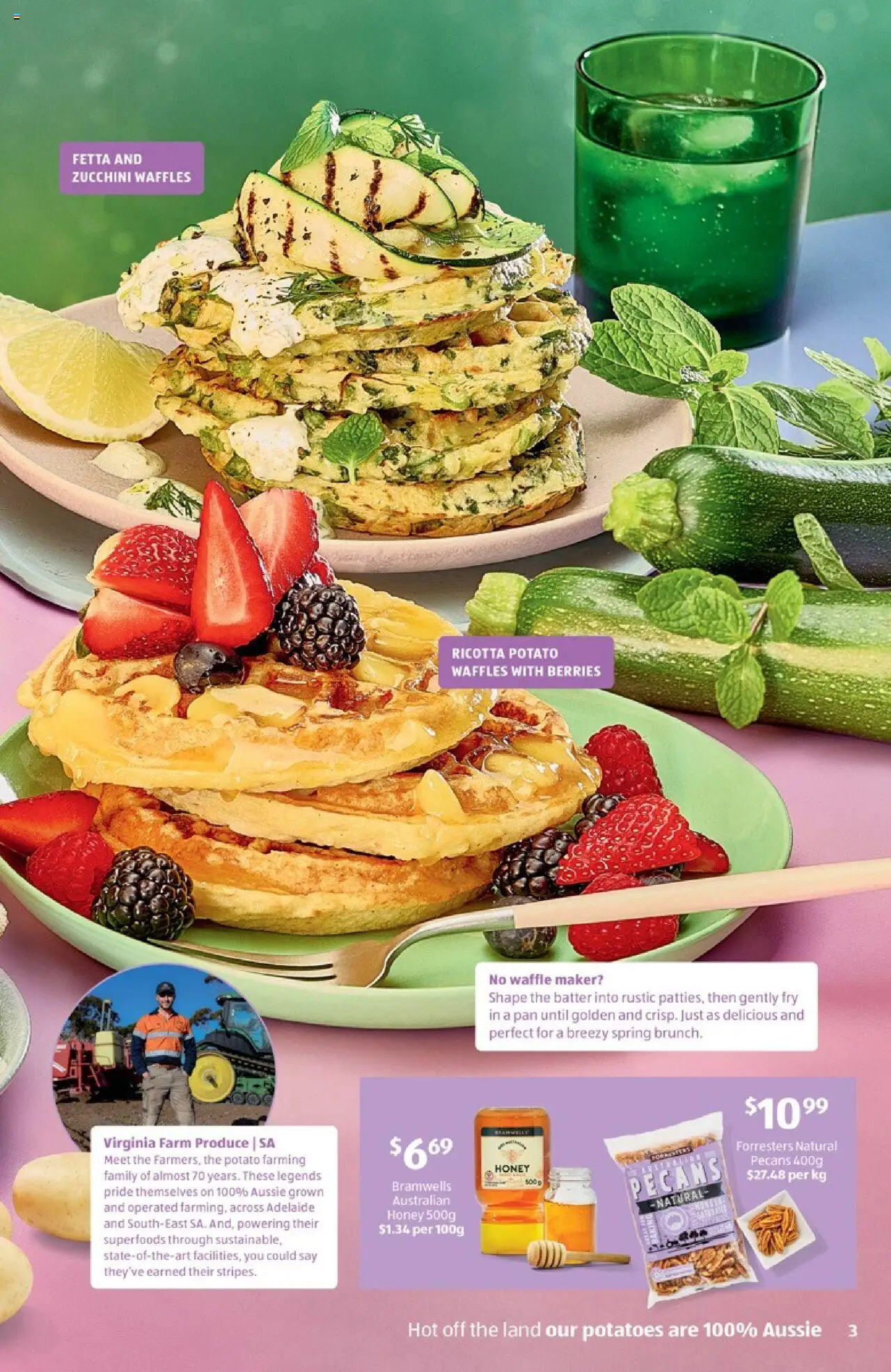 Aldi catalogue - valid from 17.09.2025 | Page: 3 | Products: Honey, Potatoes, Waffles, Zucchini
