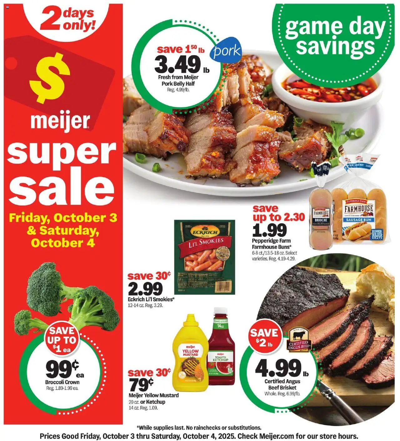 Meijer Super Sale - valid from 03.10.2025 | Page: 1 | Products: Pork, Beef, Ketchup, Game