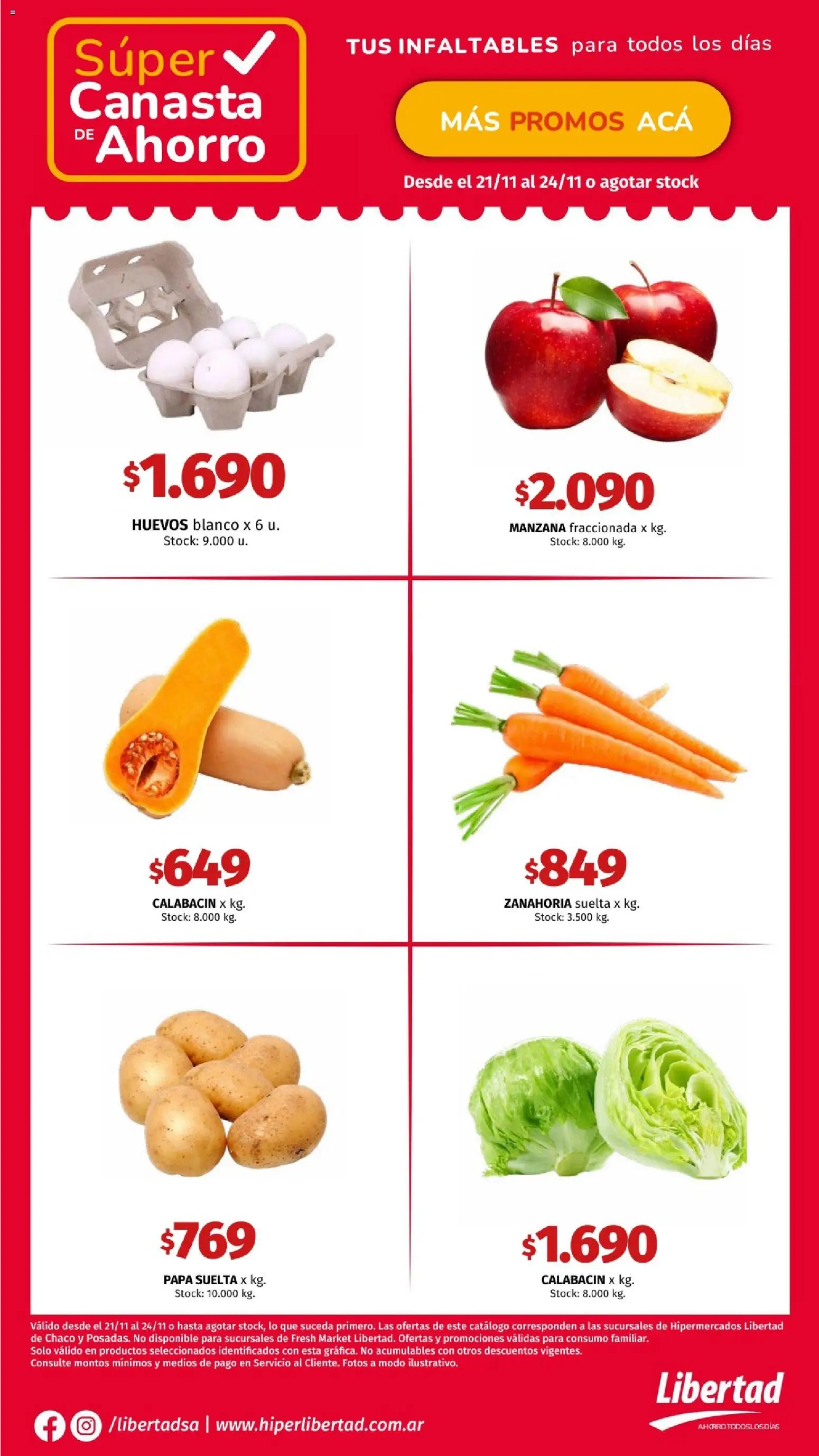 Hipermercado Libertad - CANASta │ válido desde el 21.11.2025 | Página: 3 | Productos: Papa, Manzana, Zanahoria, Canasta