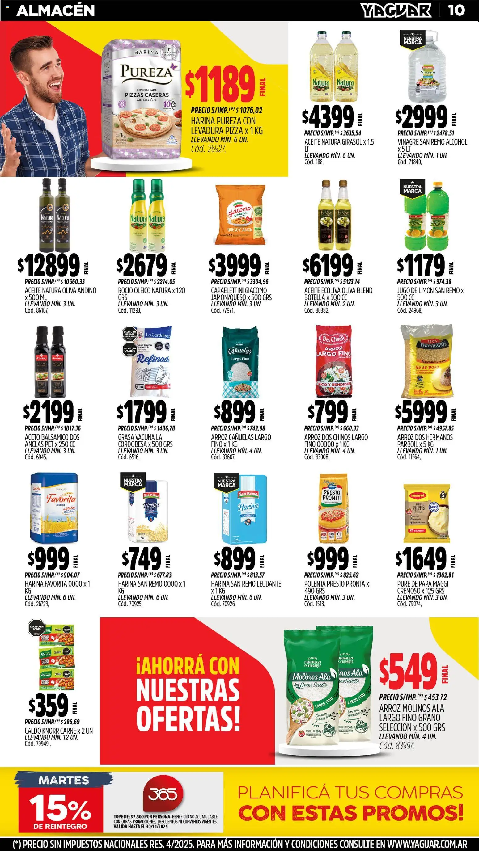 Yaguar - Mar del Plata │ válido desde el 17.11.2025 | Página: 11 | Productos: Aceto, Jamón, Pizza, Jugo