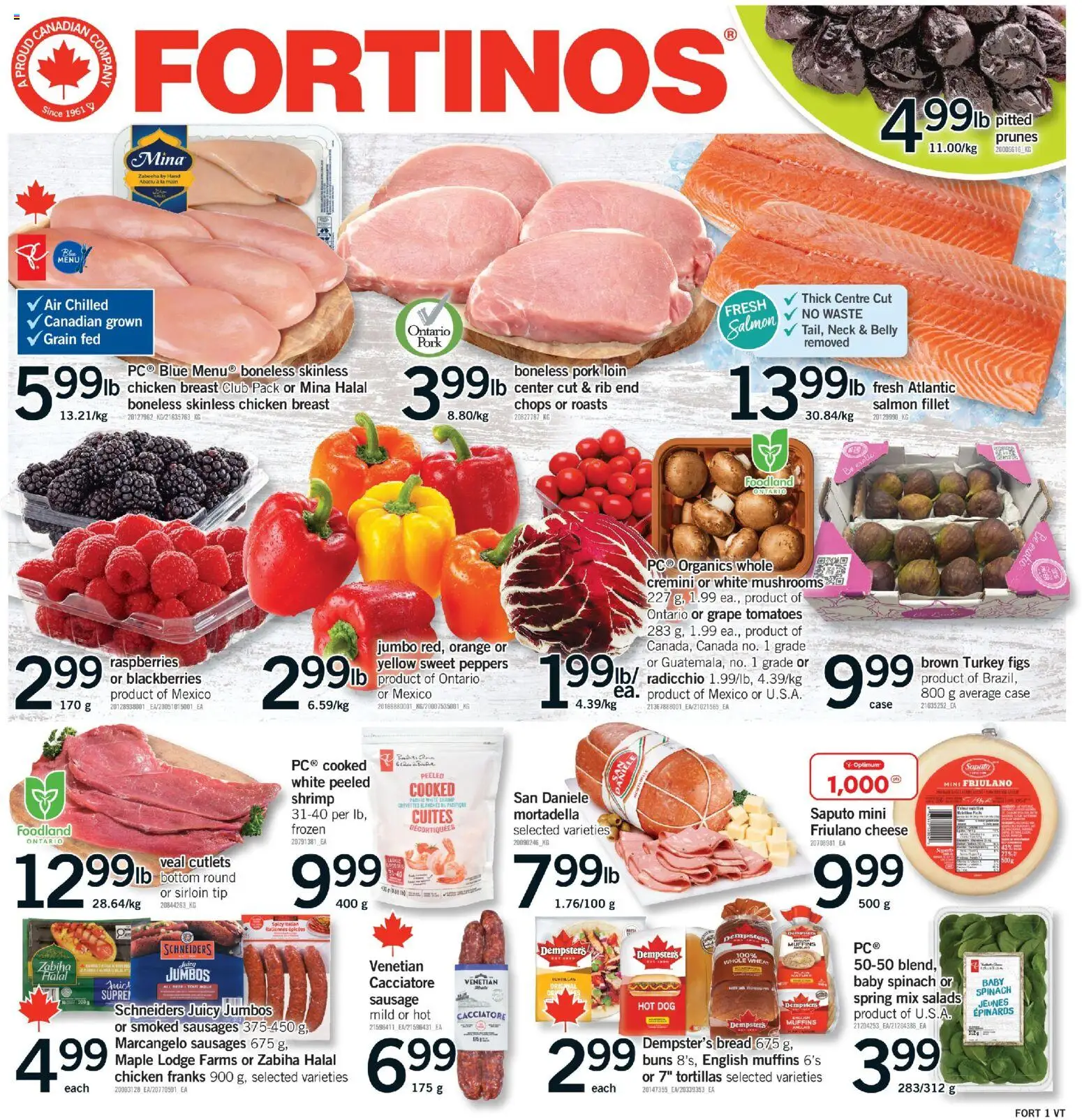Fortinos flyer valid from 16.04.2026 | Page: 1 | Products: Turkey, Cheese, Juice, Chicken