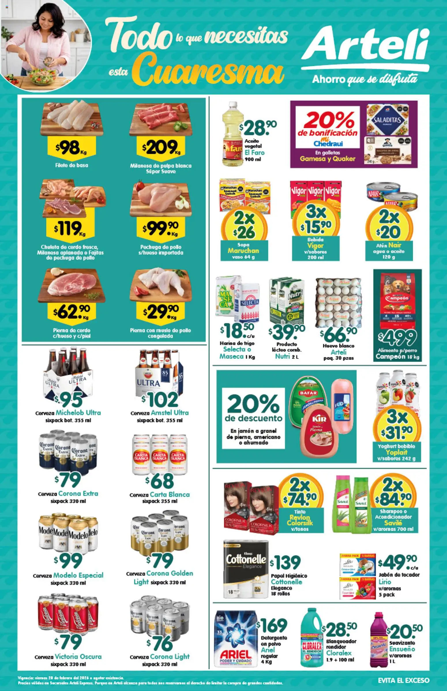 Nuevas ofertas de Arteli válidas en toda la República Mexicana desde el 20.02.2026. ¡Encuentra las mejores ofertas en Arteli folleto Express! | Página: 1 | Productos: Detergente, Agua, Galletas, Polvo