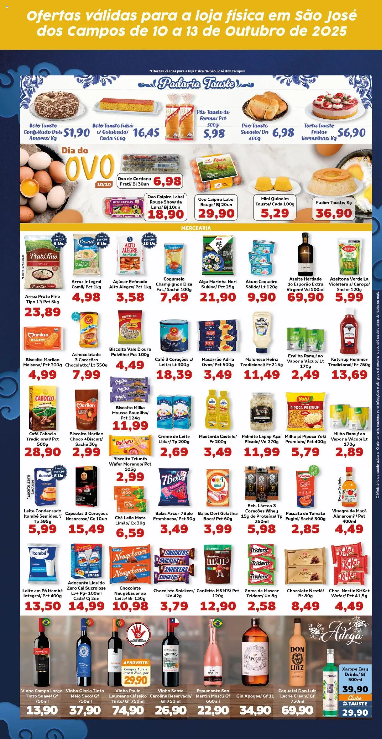 Tauste Folheto - válido de 10.10.2025 | Página: 3 | Produtos: Leite, Chocolate, Chá, Açaí