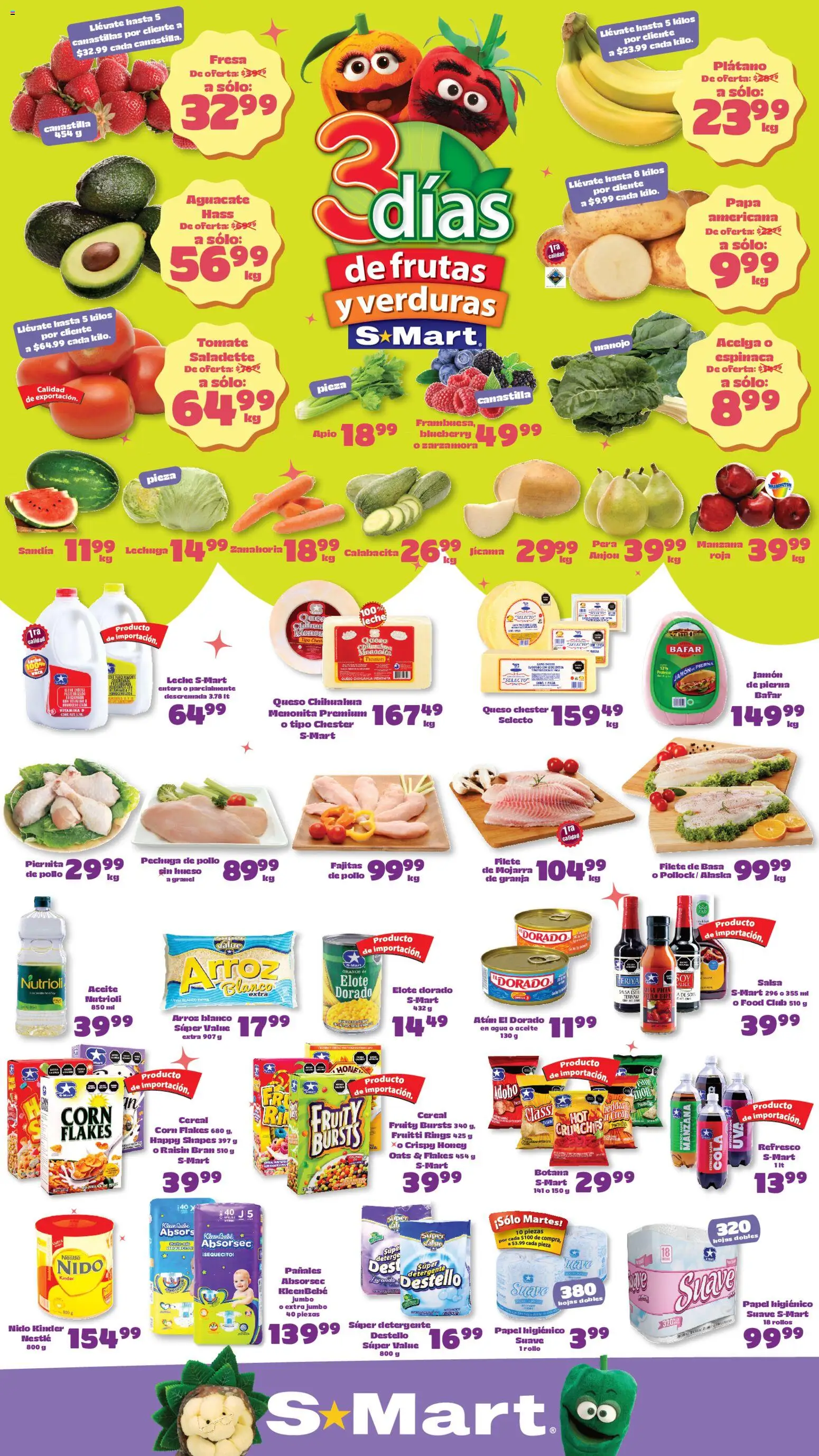 Nuevas ofertas de S-Mart válidas en toda la República Mexicana desde el 14.04.2026. ¡Encuentra las mejores ofertas en S-Mart folleto Juárez! | Página: 1 | Productos: Apio, Lechuga, Aguacate, Pañales