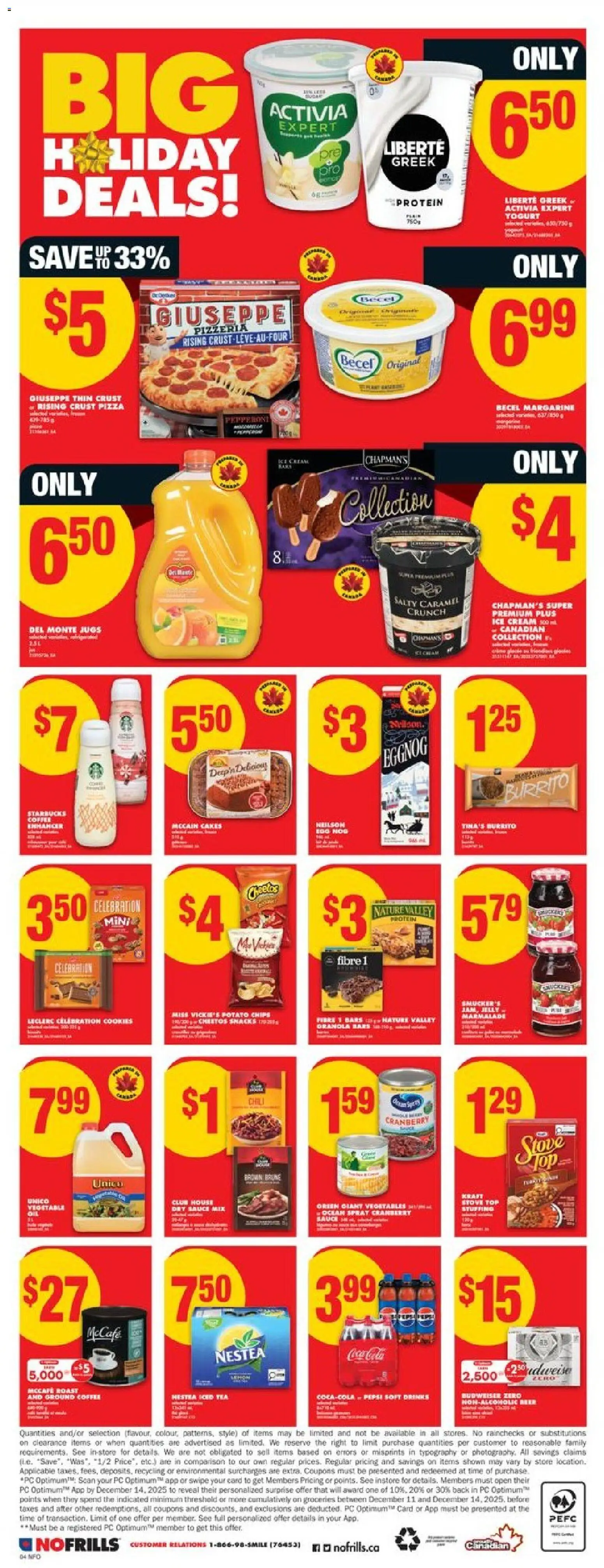 No Frills flyer valid from 11.12.2025 | Page: 5 | Products: Tea, Coffee, Pizza, Juice
