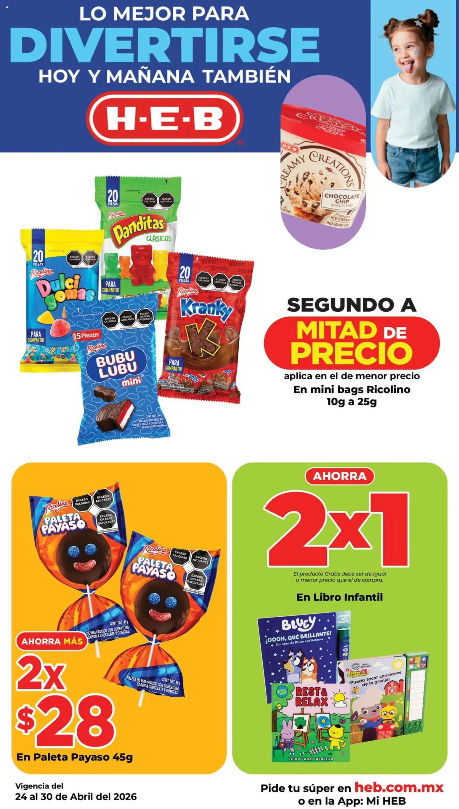 Nuevas ofertas de H-E-B válidas en toda la República Mexicana desde el 24.04.2026. ¡Encuentra las mejores ofertas en H-E-B folleto! | Página: 4 | Productos: Maíz, Fresa, Paleta, Chocolate